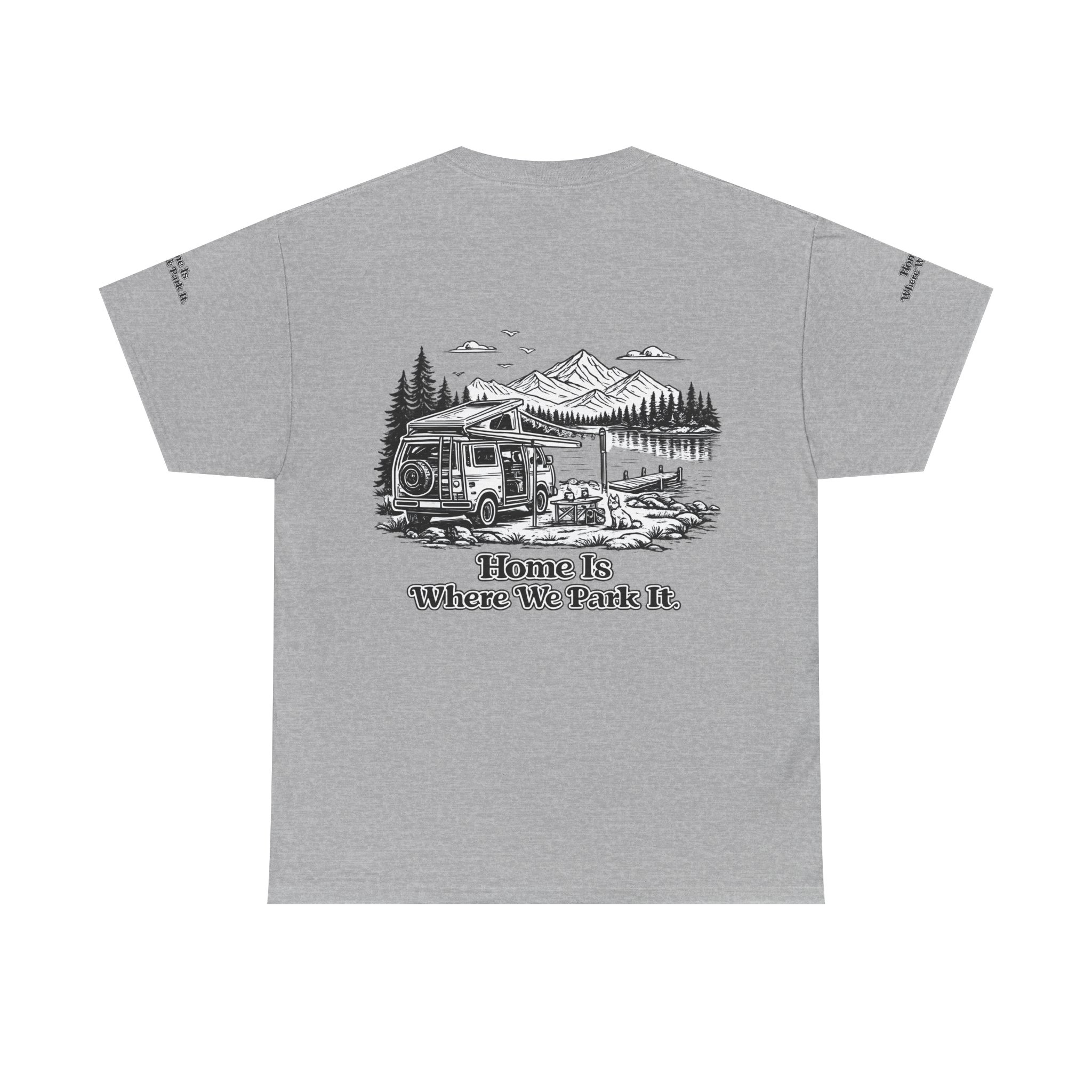 Unisex Heavy Cotton Tee — "Home Is Where You Park It" Design Minimal-Line