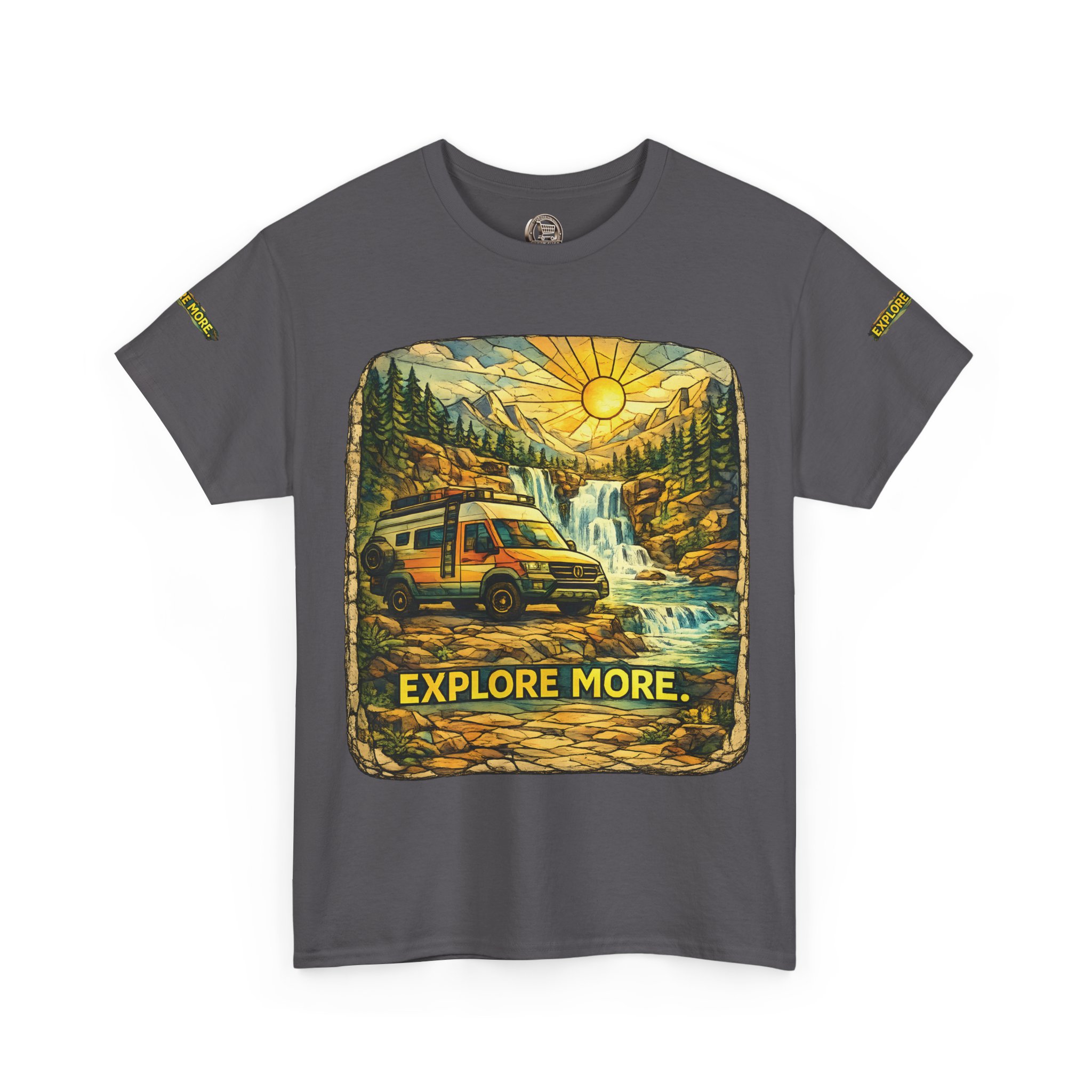 Unisex Heavy Cotton Tee — "Explore More" Design Cubic-Line