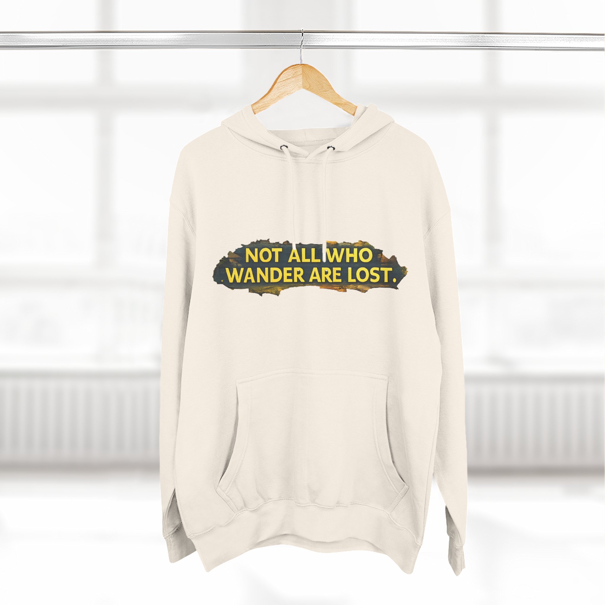 7702836634736671397_2048.jpeg Three-Panel Fleece Hoodie - "Not All Who Wander Are Lost" Design Cubic-Line