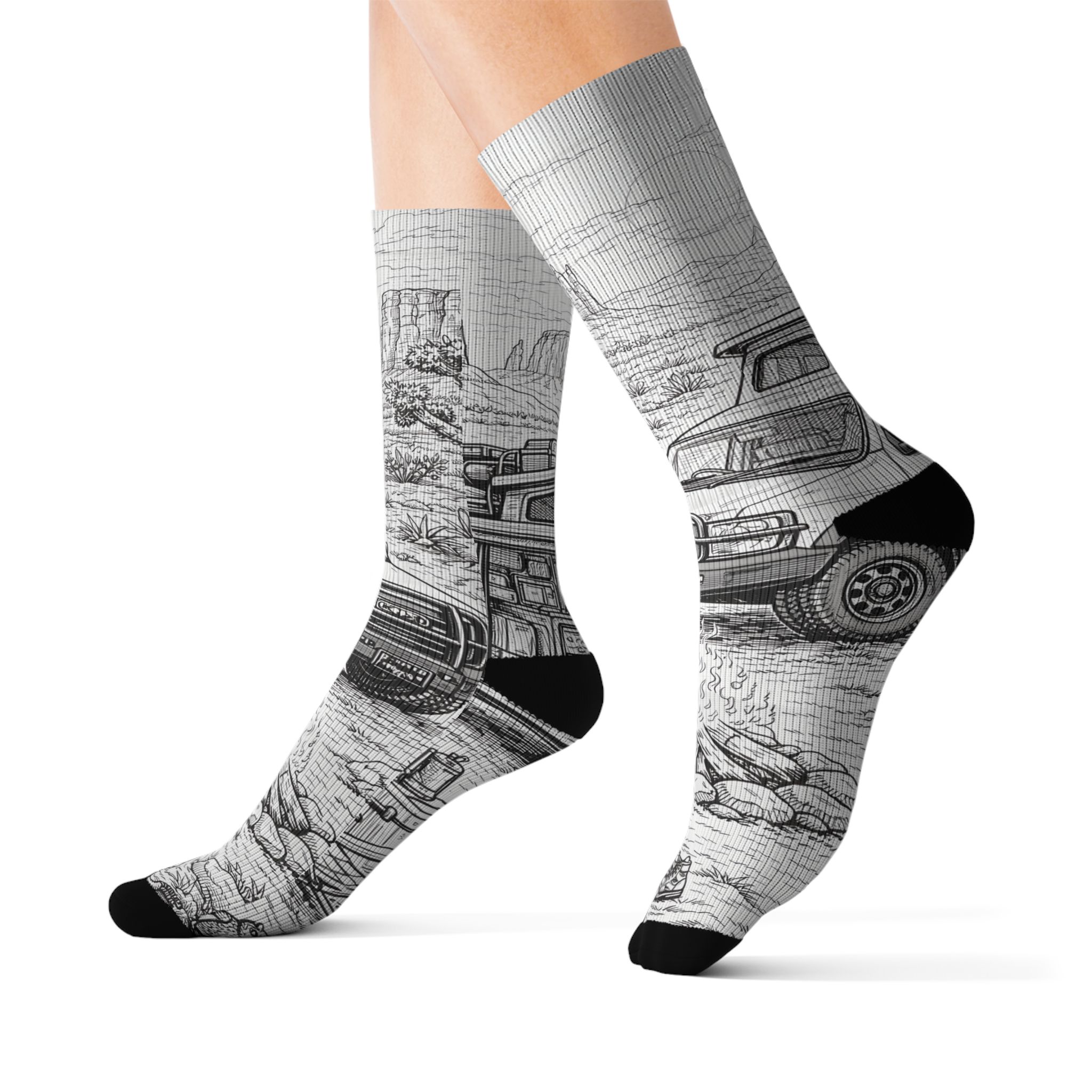 Sublimation Socks — Retro Camper Roadtrip Crew Socks