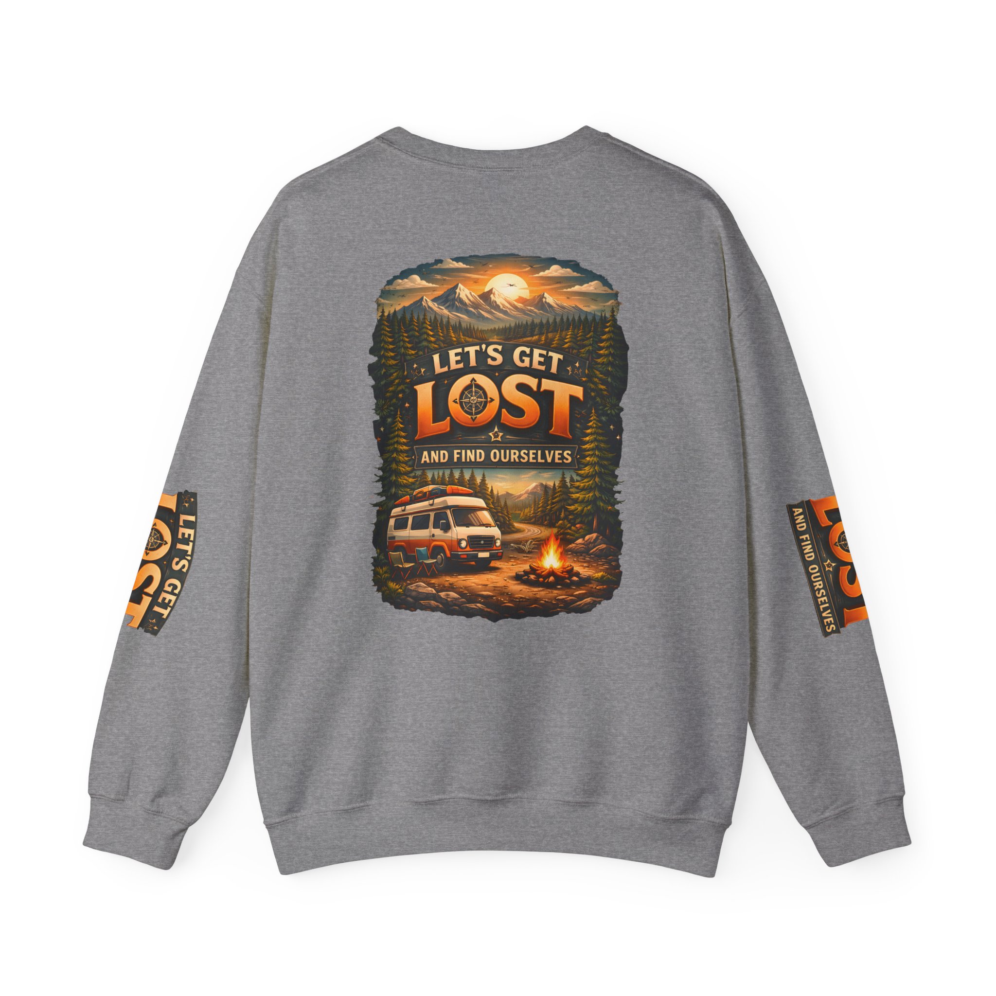 Unisex Heavy Blend™ Crewneck Sweatshirt — "Let´s Get Lost And Found Ourselfs" Design Scenic-Line