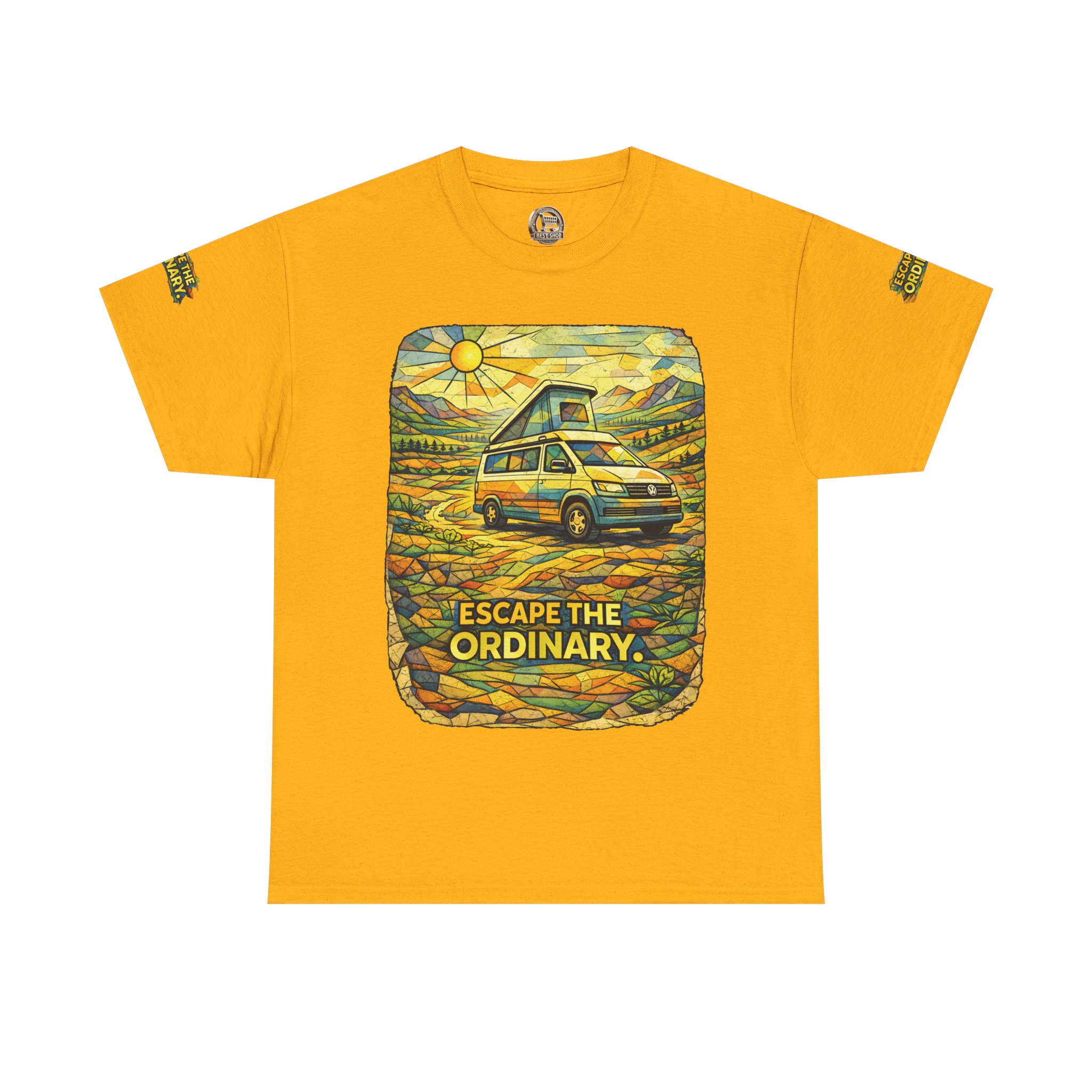 7705160530166012090_2048.jpeg Unisex Heavy Cotton Tee — "Escape The Ordinary" Design Cubic-Line
