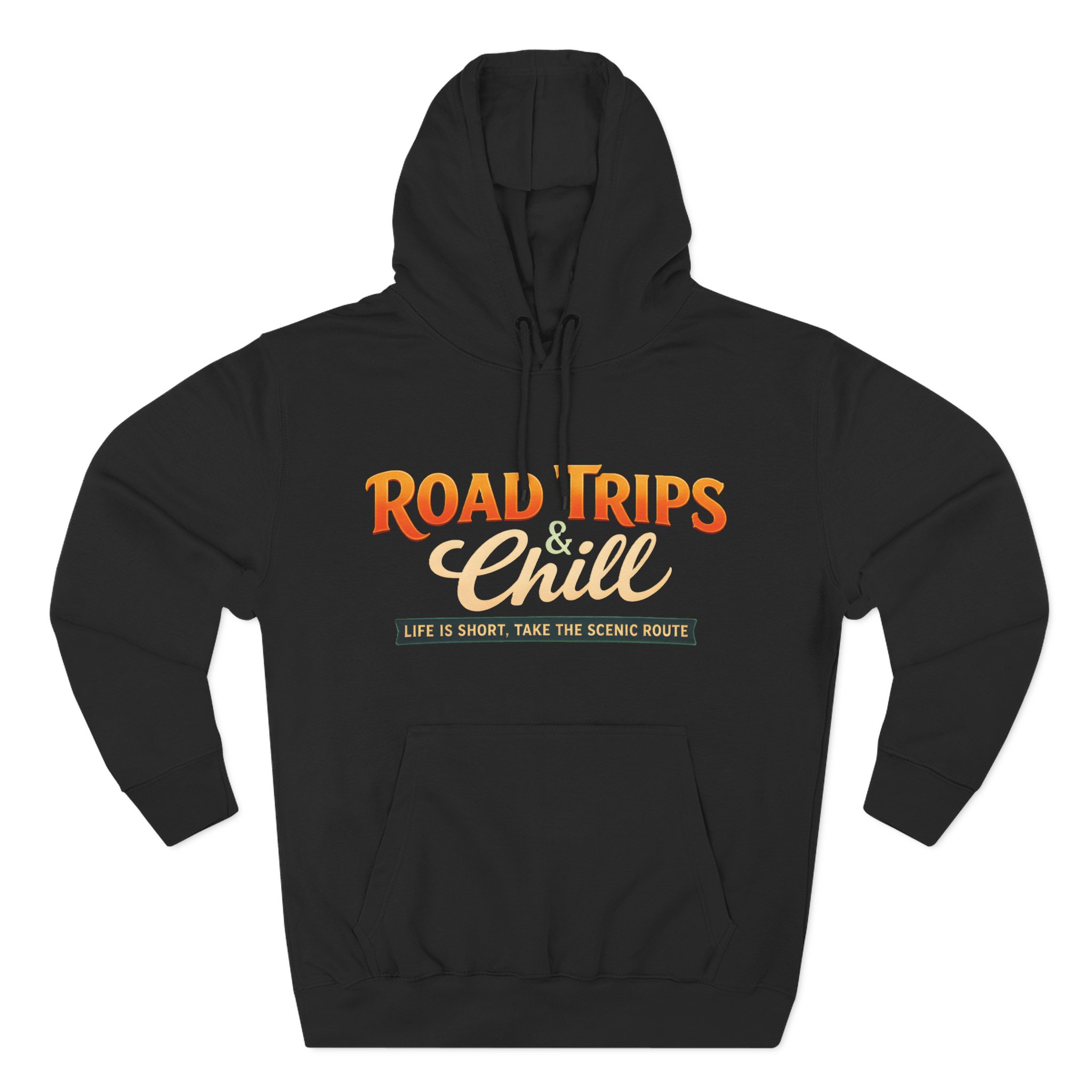 Three-Panel Fleece Hoodie - "Road Trips & Chill" Design Scenic-Line