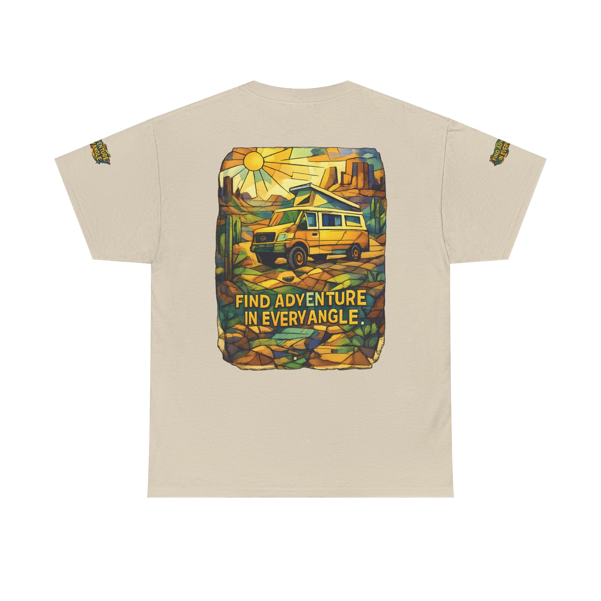 Unisex Heavy Cotton Tee — "Find Adventure In Every Corner" Design Cubic-Line