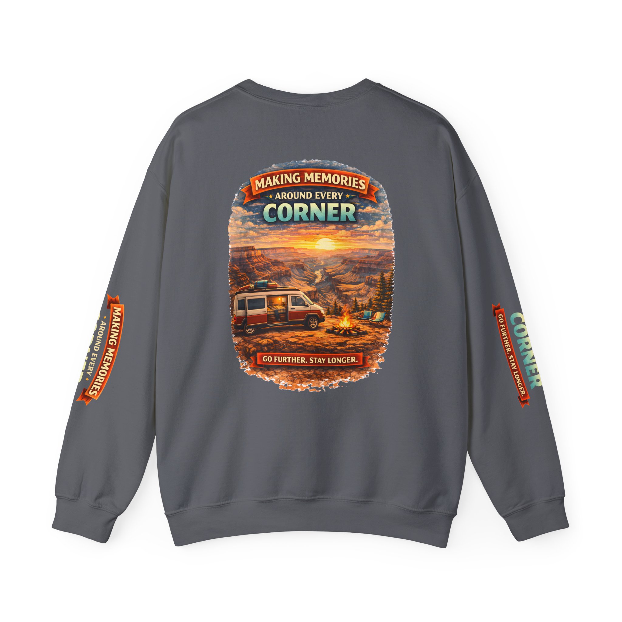 Unisex Heavy Blend™ Crewneck Sweatshirt — "Making Memories Around Every Corner" Design Scenic-Line