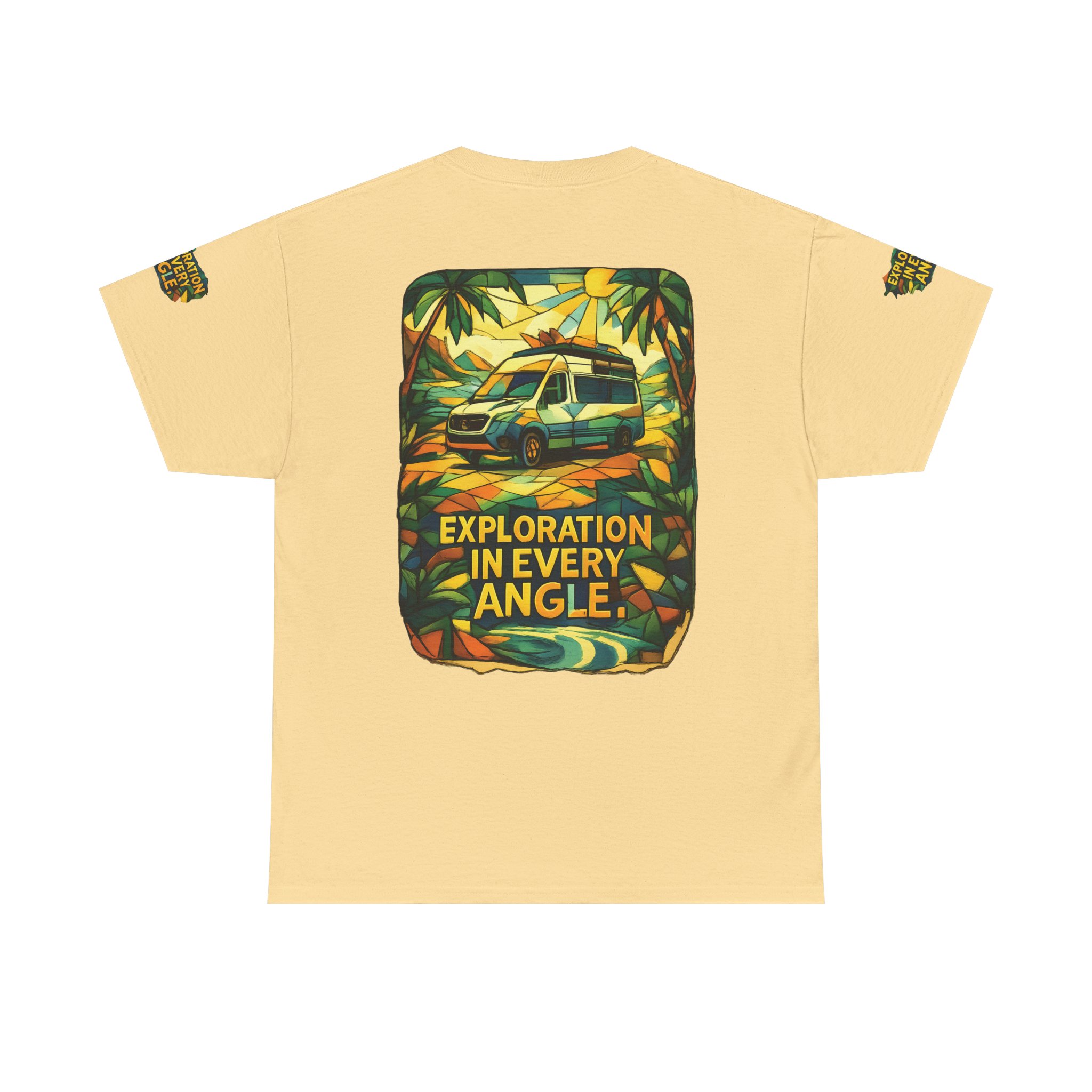 Unisex Heavy Cotton Tee — "Exploration In Every Angle" Design Cubic-Line