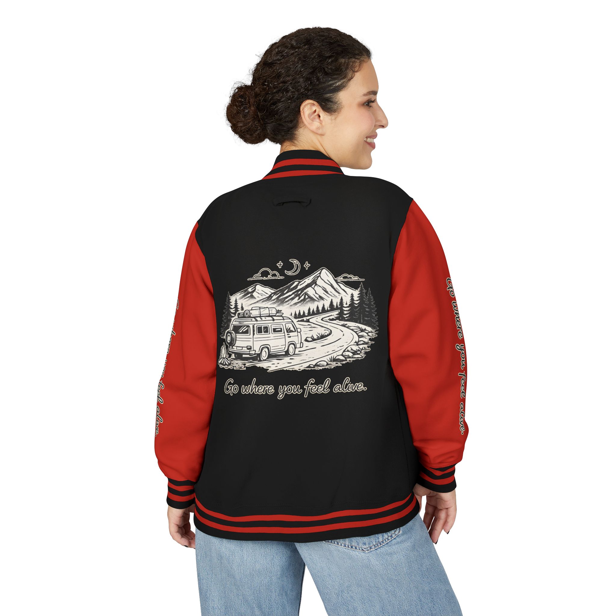 7721965313284197856_2048-1.jpeg Unisex Heavyweight Letterman Jacket — "Go Where You Feel Alive" Travel Varsity Coat