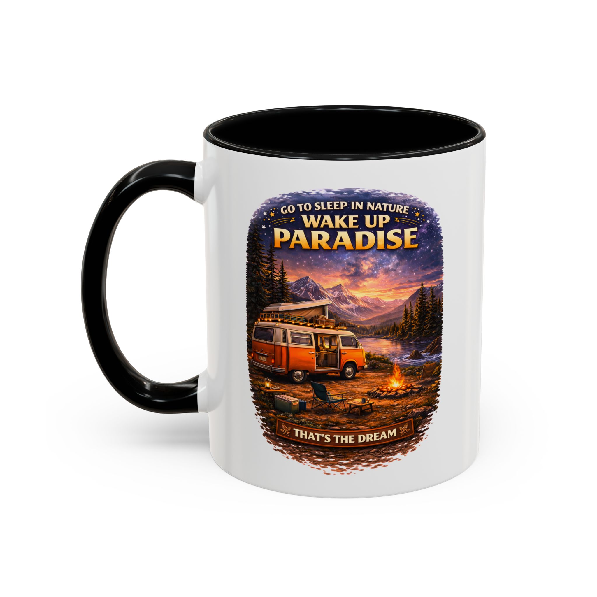 Accent Coffee Mug (11, 15oz) — "Go to Sleep in Nature" Design Scenic-Line