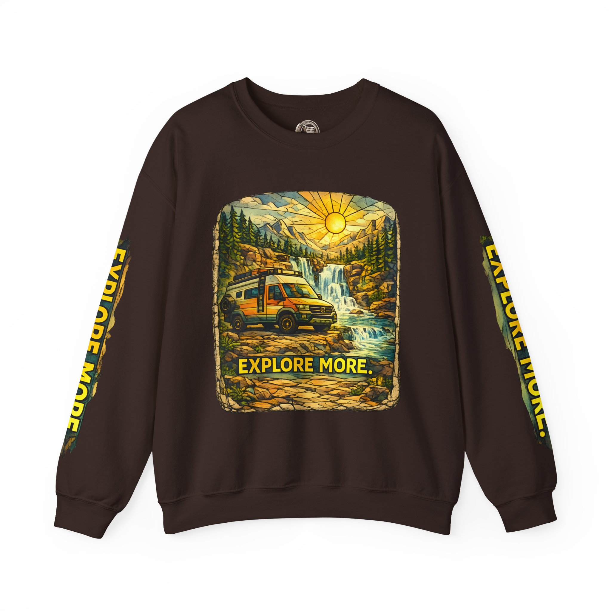 Unisex Heavy Blend™ Crewneck Sweatshirt — "Explore More" Design Cubic-Line