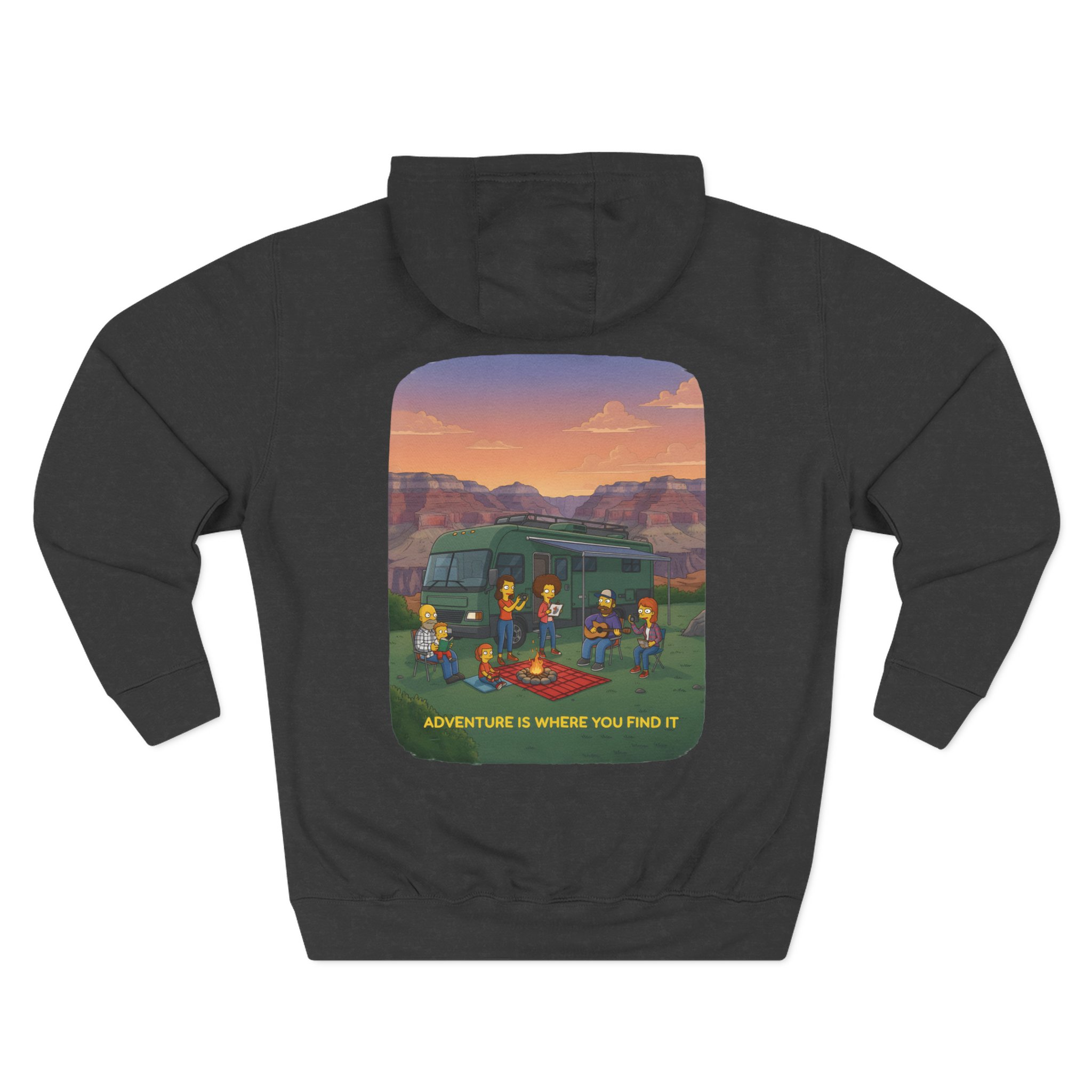 Three-Panel Fleece Hoodie - "Adventure Is Where You Find It" Design Sitcom-Line