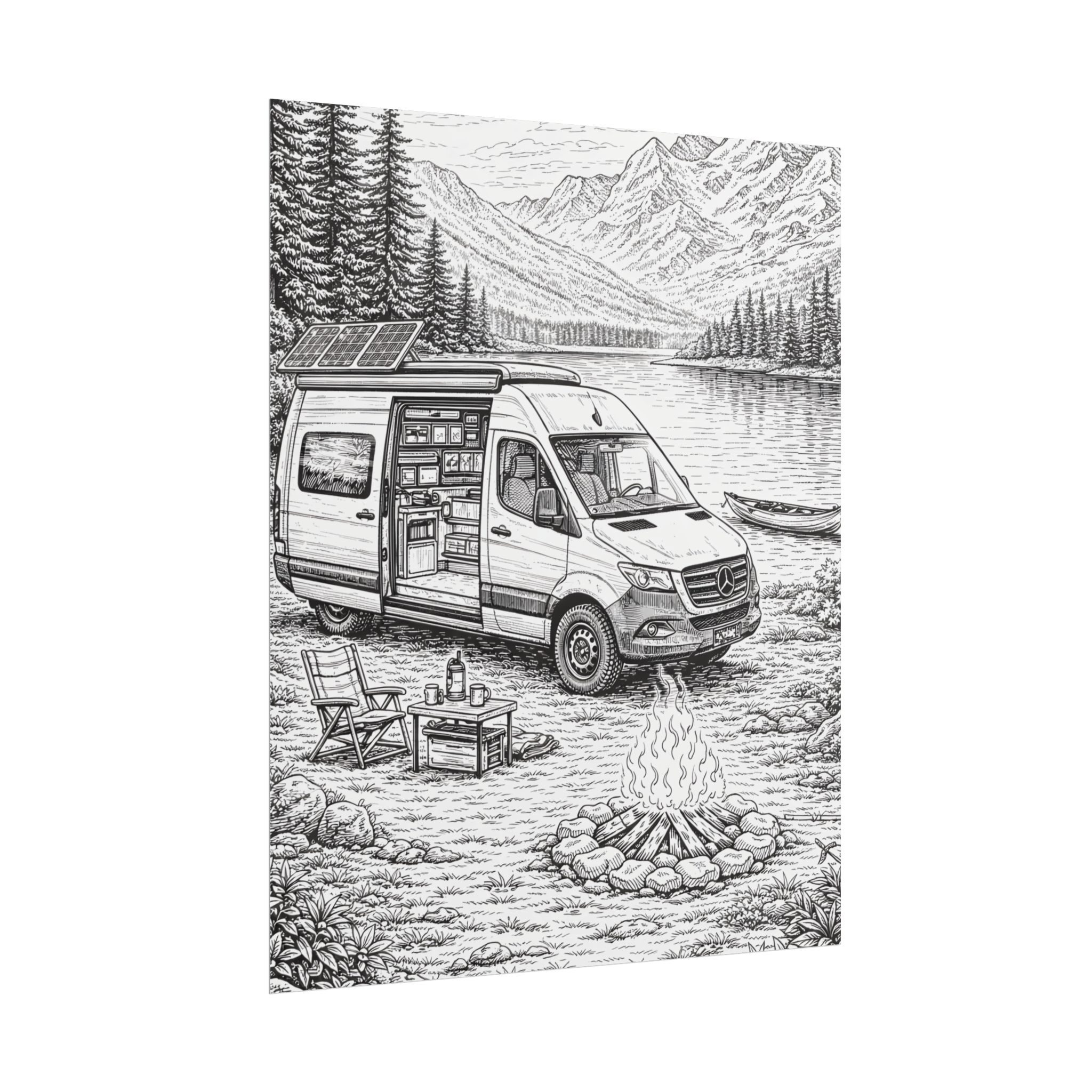 Campervan Poster — Vintage RV Camping Landscape Wall Art