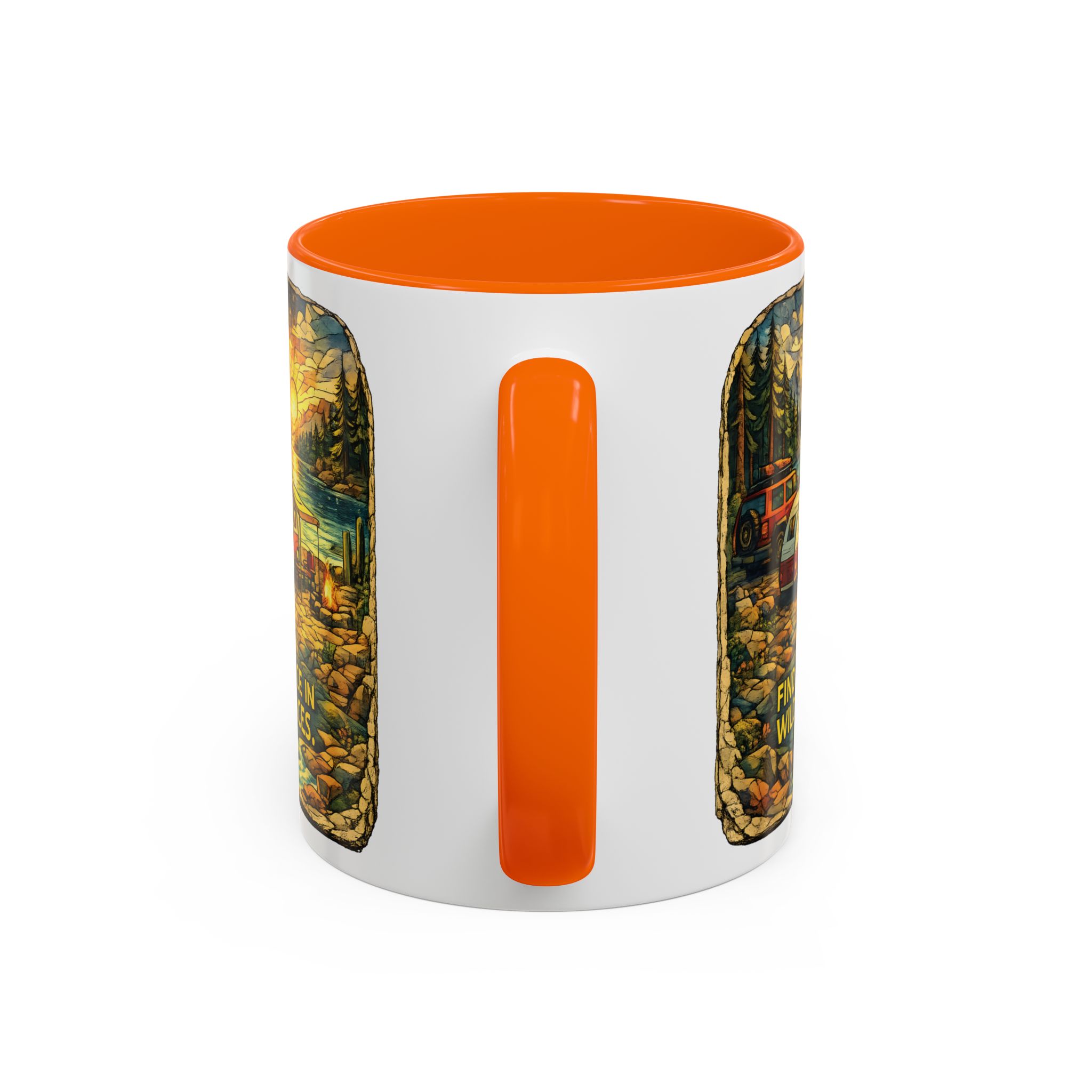 Accent Coffee Mug (11, 15oz) — "Find Peace In Wild Places" Design Cubic-Line