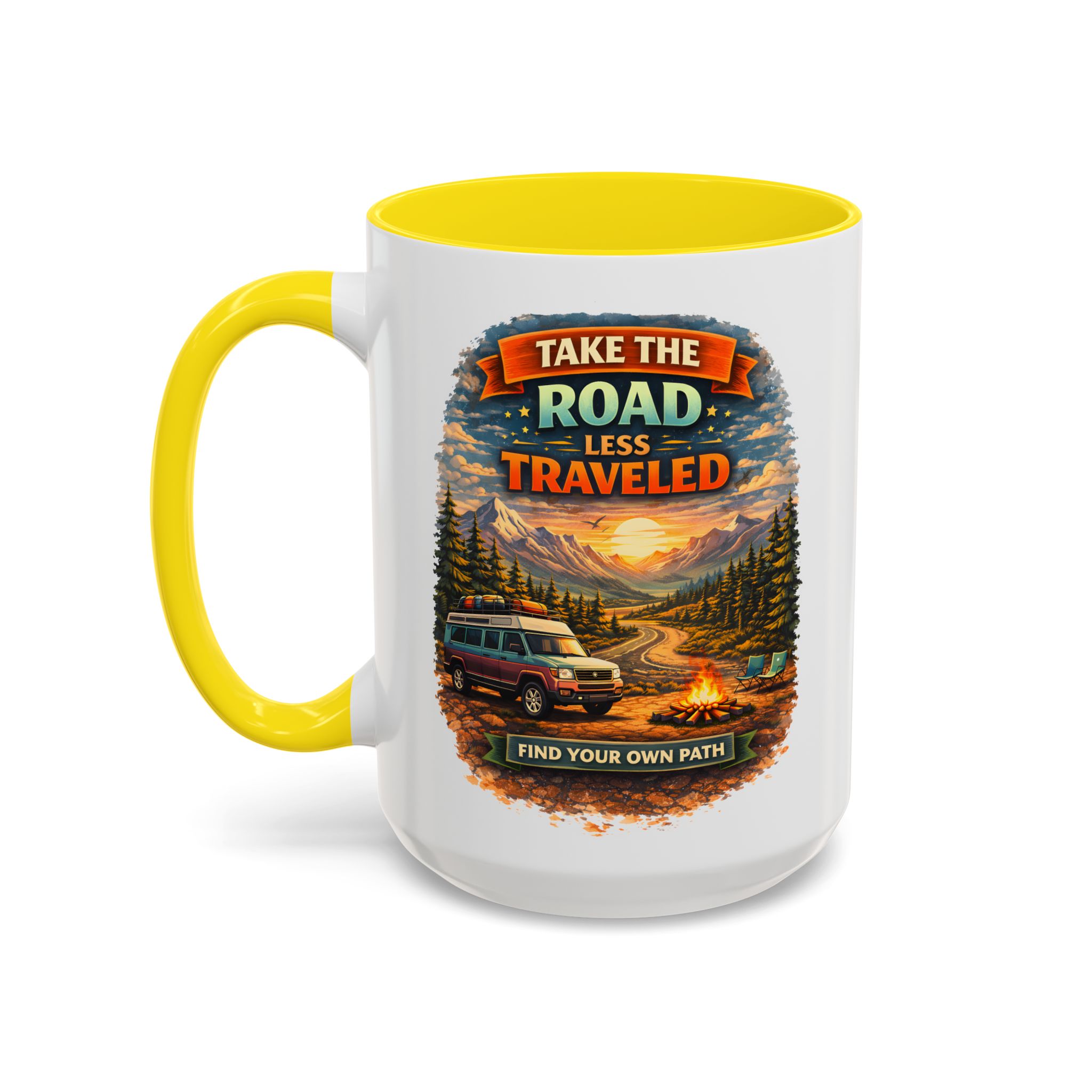 7749925194692316021_2048.jpeg Accent Coffee Mug (11, 15oz) — "Take The Road Less Traveled" Design Scenic-Line