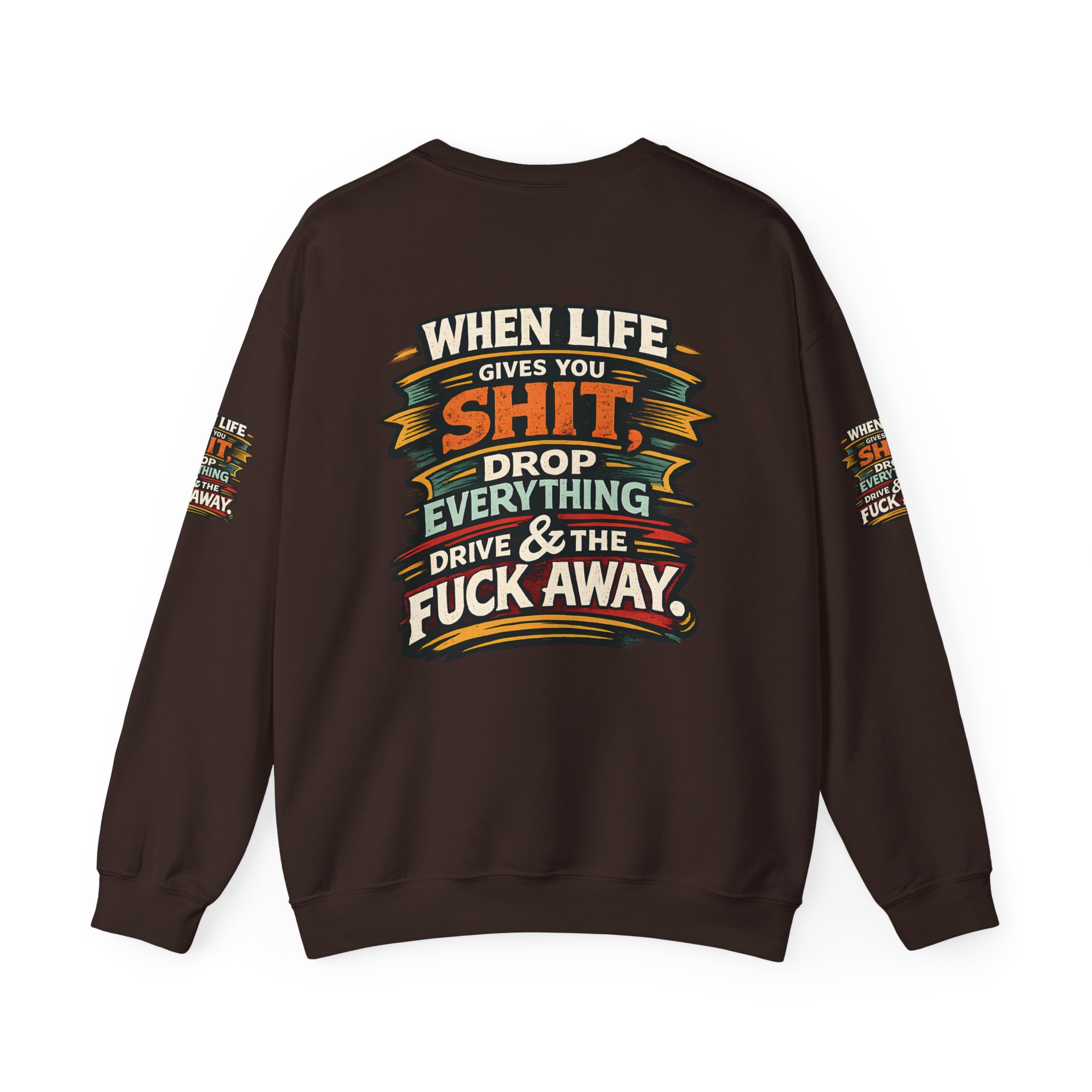 Unisex Heavy Blend™ Crewneck Sweatshirt — "When Live Gives You Shit" Design F**K-Line