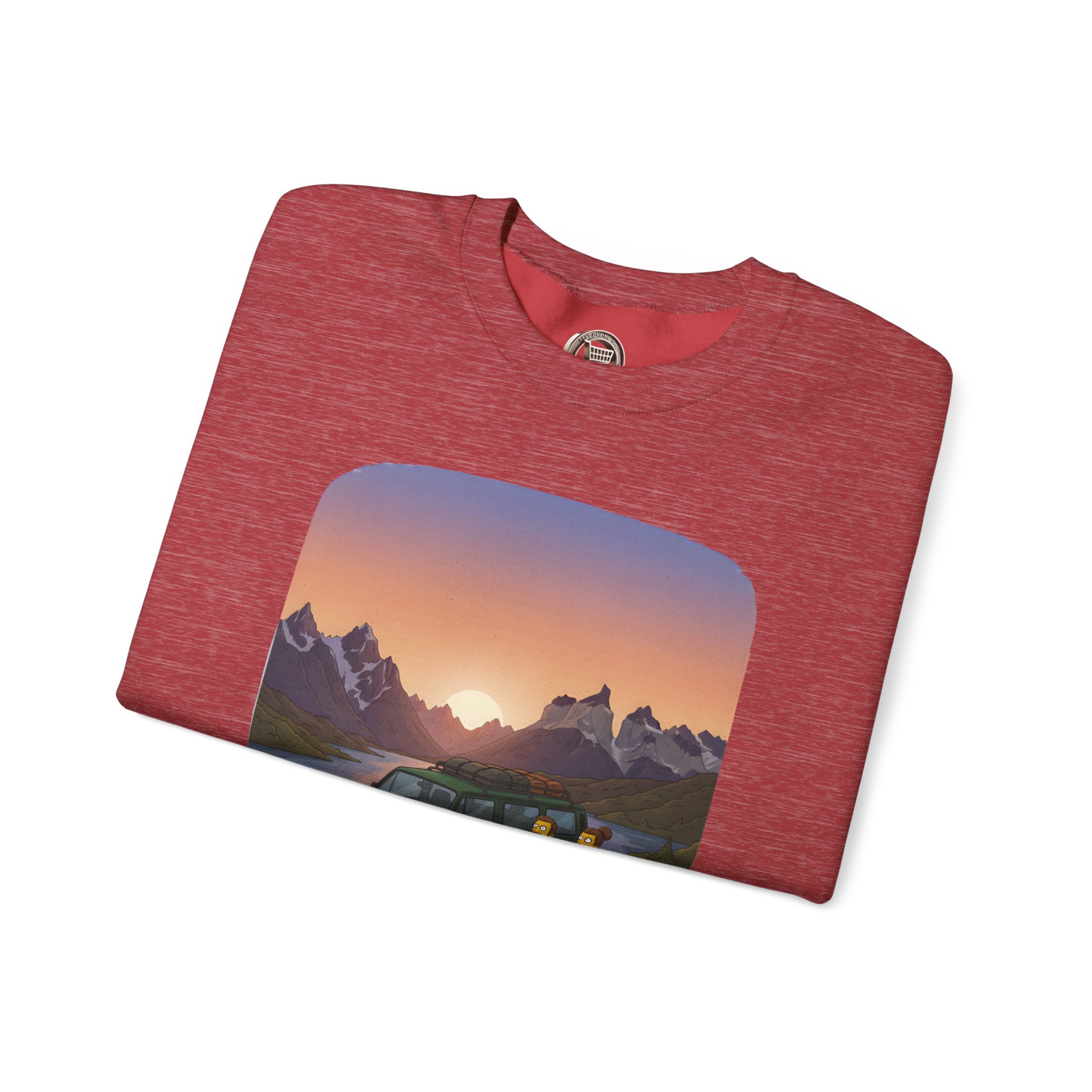 Unisex Heavy Blend™ Crewneck Sweatshirt — "Adventure Awaits-Go Find It" Design Sitcom-Line
