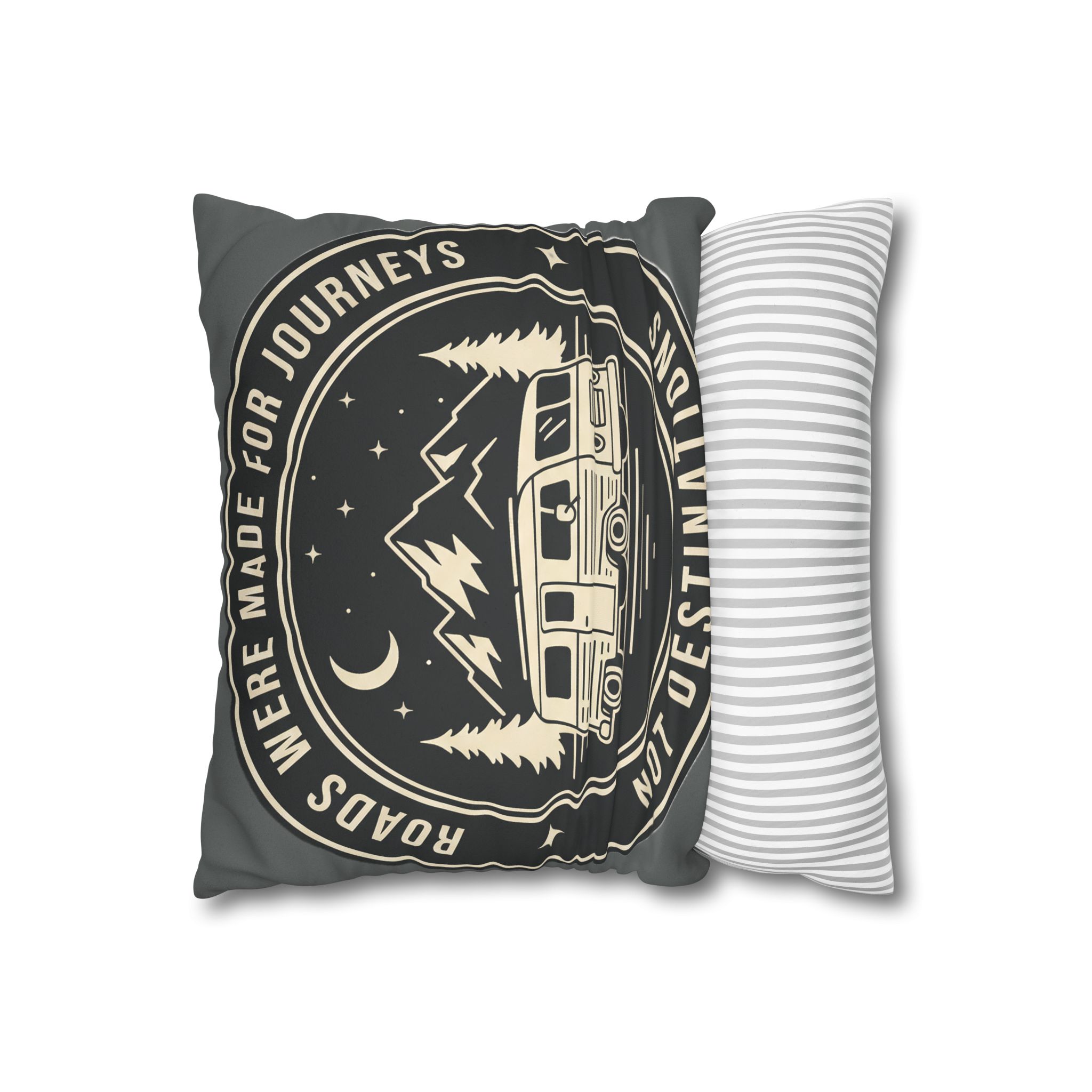 Pillowcase — "ROAD WHERE MADE FOR JOURNEYS-NOT DESTINATIONS" Faux Suede Travel Throw Pillow Cover