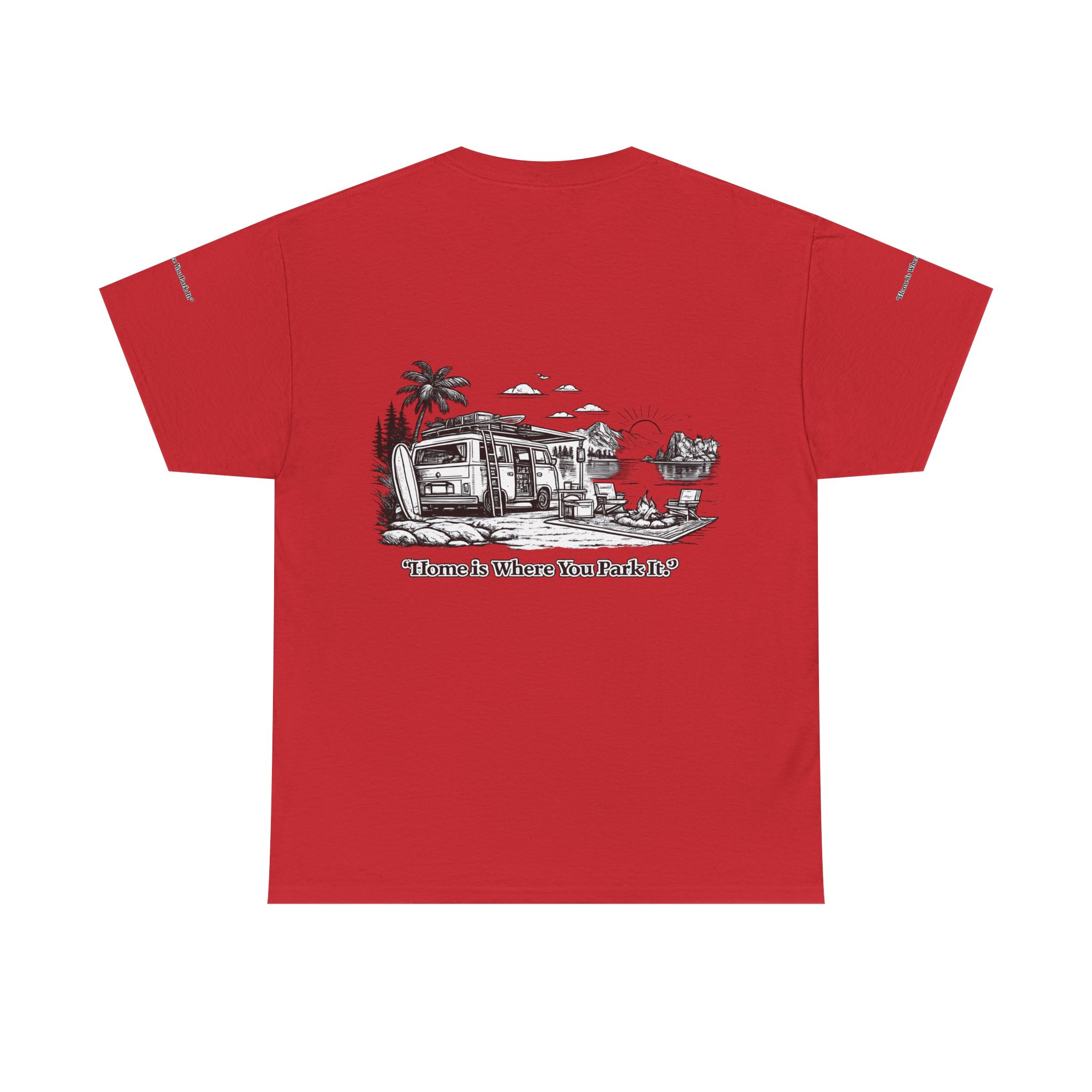 7768288682398763699_2048.jpeg Unisex Heavy Cotton Tee — "Home Is Where You Park It" Design Minimal-Line