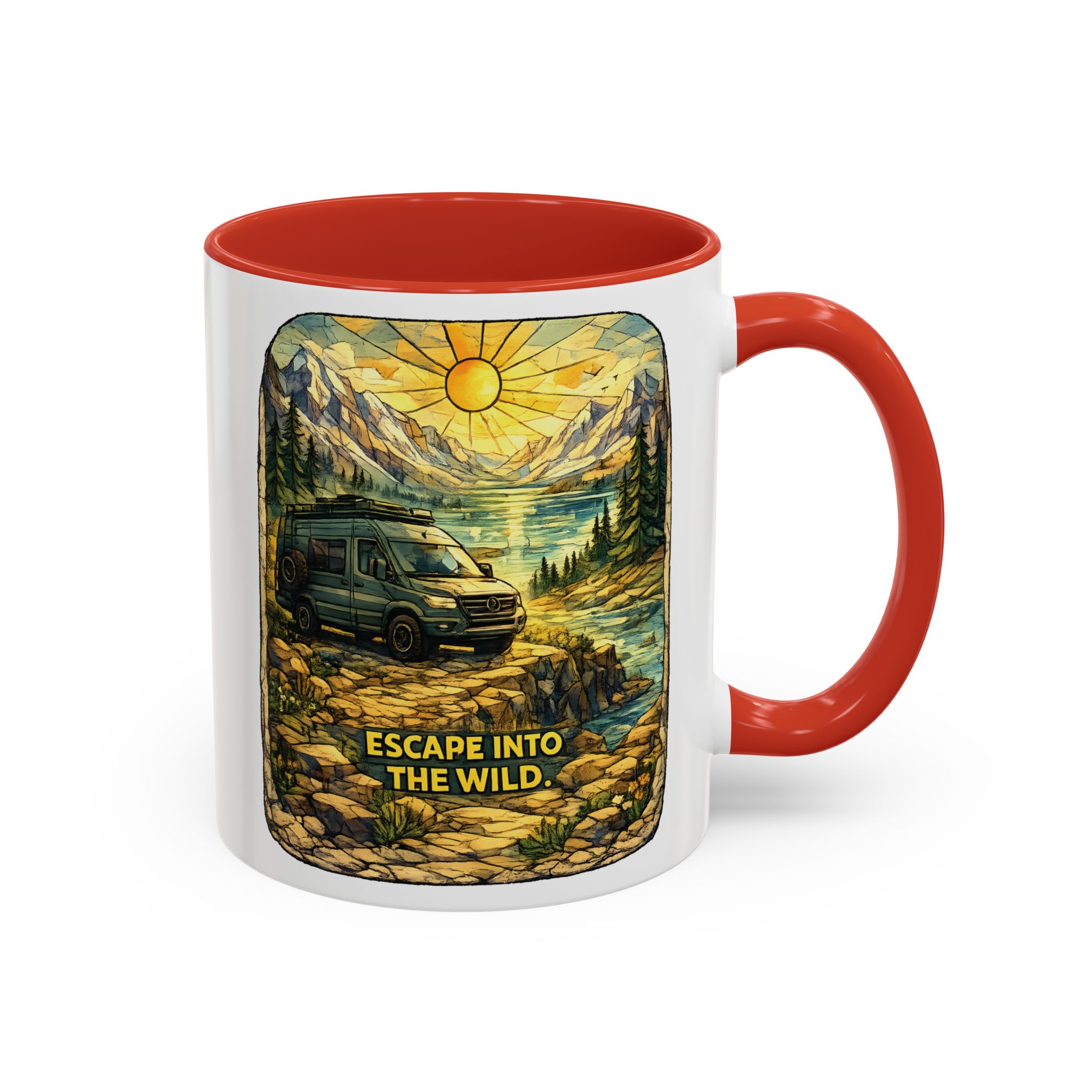 Accent Coffee Mug (11, 15oz) — "Escape Into The Wild" Design Cubic-Line
