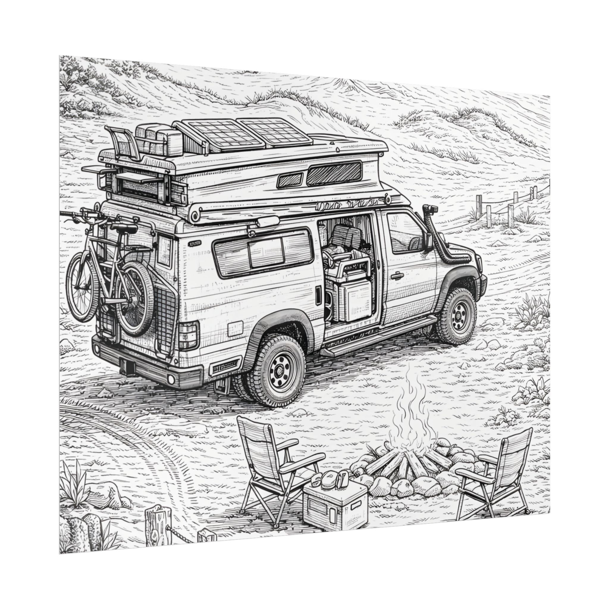 Campervan Poster — Vintage RV Camping Landscape Wall Art