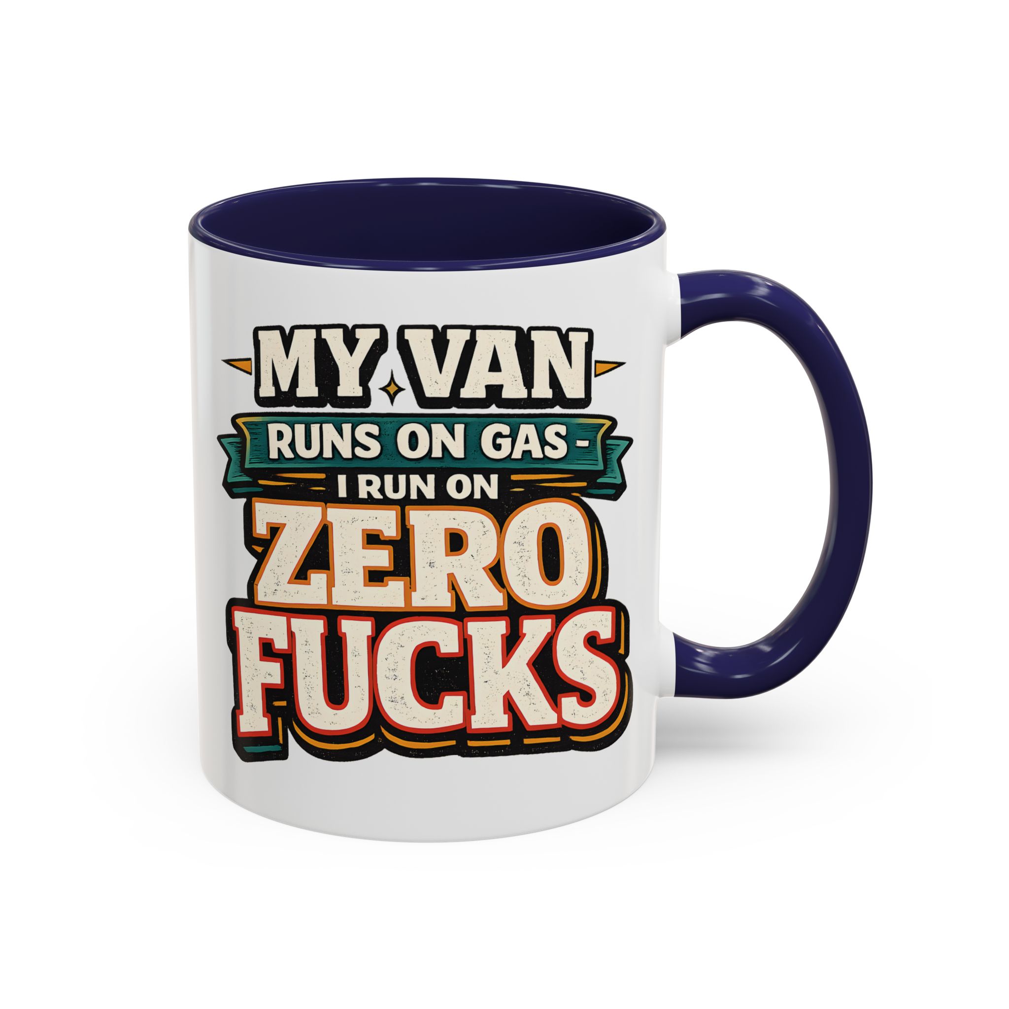 Accent Coffee Mug (11, 15oz) — "My Van Runs On Gas" Design F**K-Line