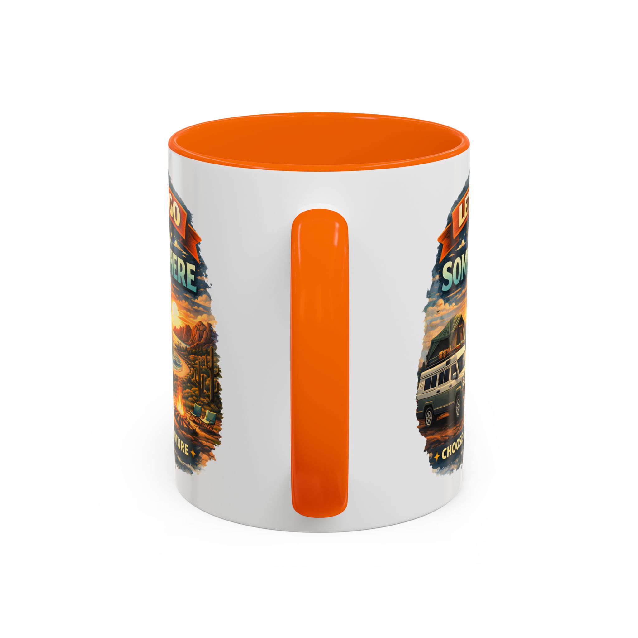 Accent Coffee Mug (11, 15oz) — "Lets Go Somewhere" Design Scenic-Line