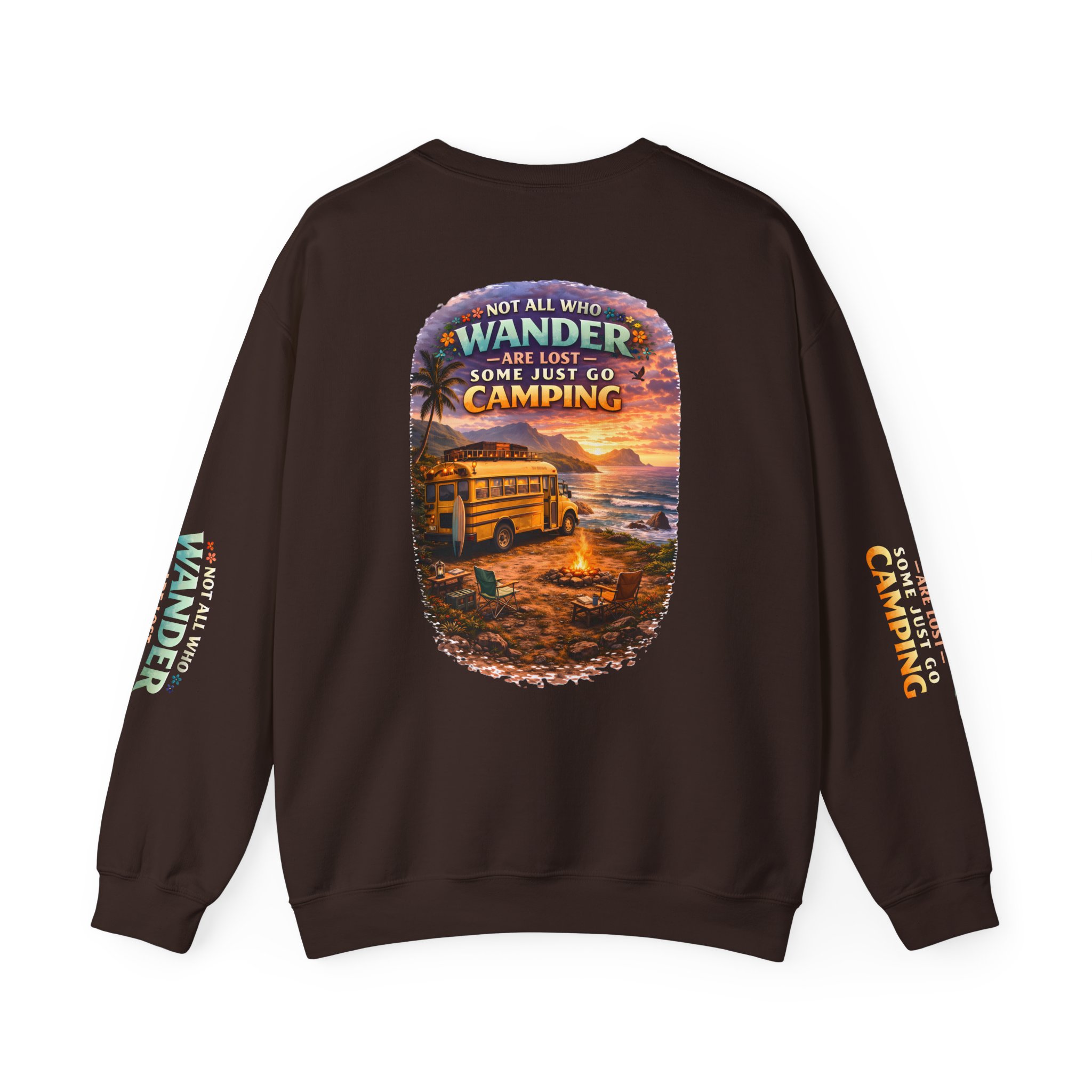 Unisex Heavy Blend™ Crewneck Sweatshirt — "Not All Who Wander Are Lost" Design Scenic-Line