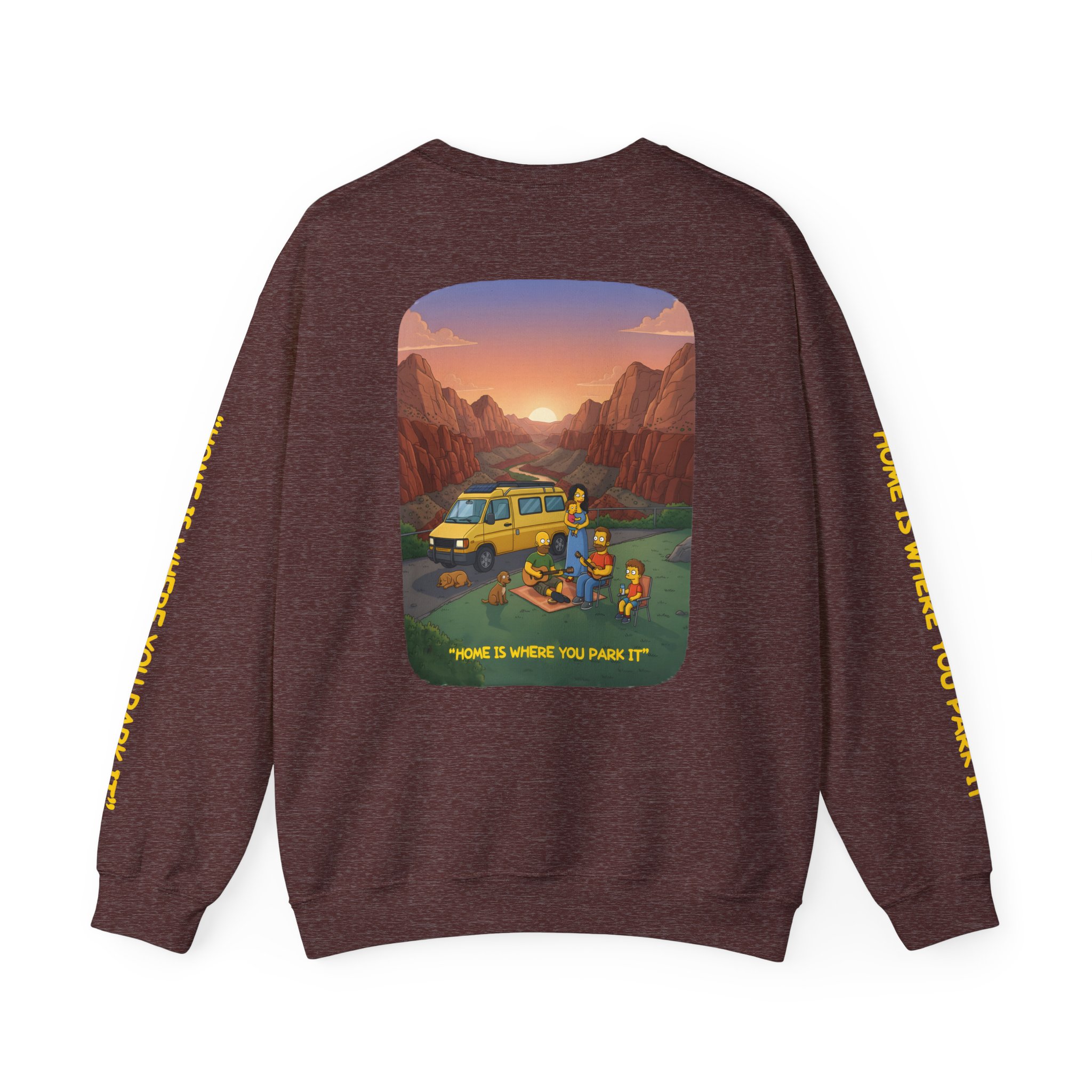 Unisex Heavy Blend™ Crewneck Sweatshirt — "Home Is Where You Park It" Design Sitcom-Line