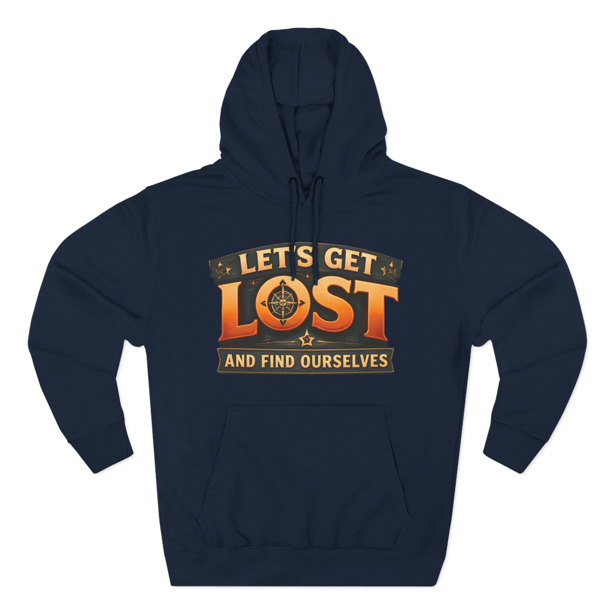 Three-Panel Fleece Hoodie - "Let´s Get Lost And Found Ourselfs" Design Scenic-Line