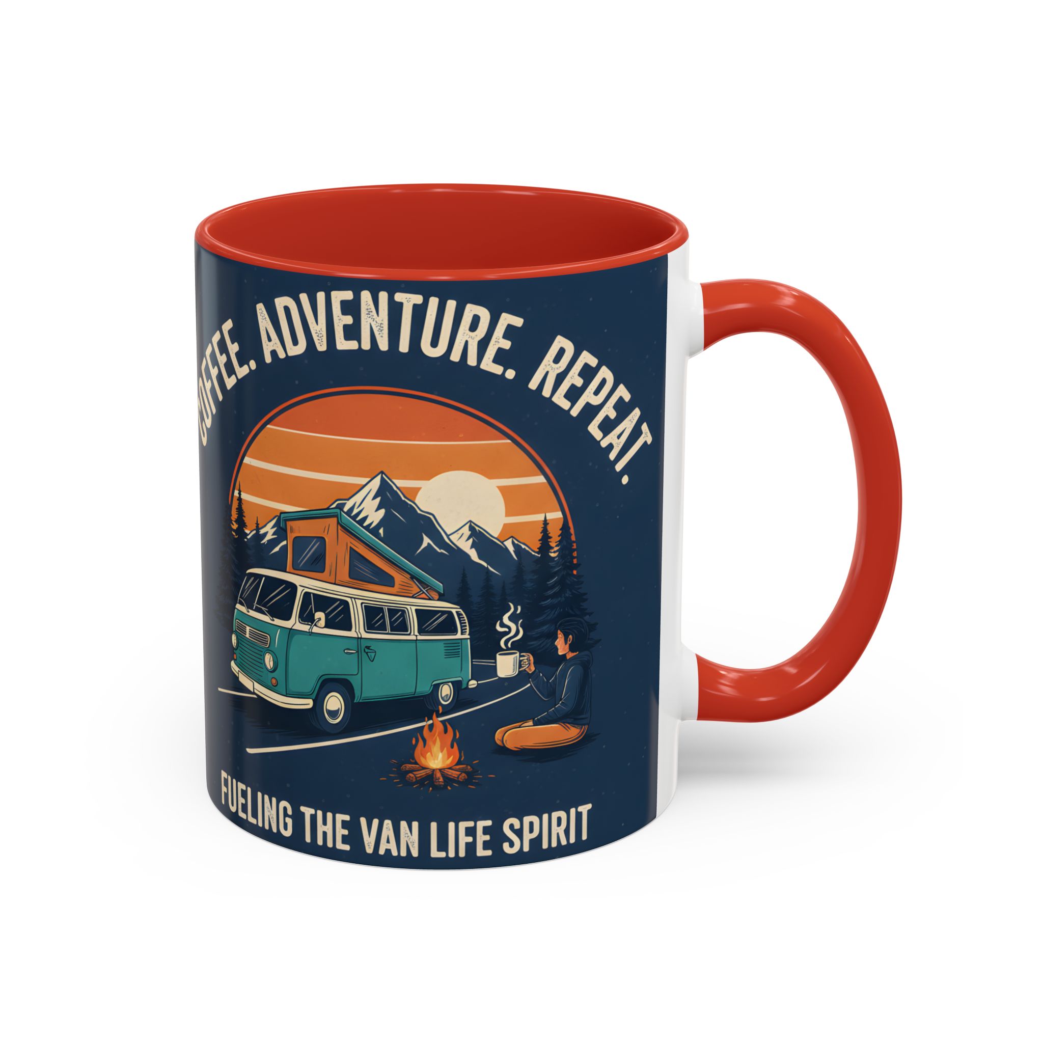 Accent Coffee Mug (11, 15oz) - "Coffee. Adventure. Repeat."
