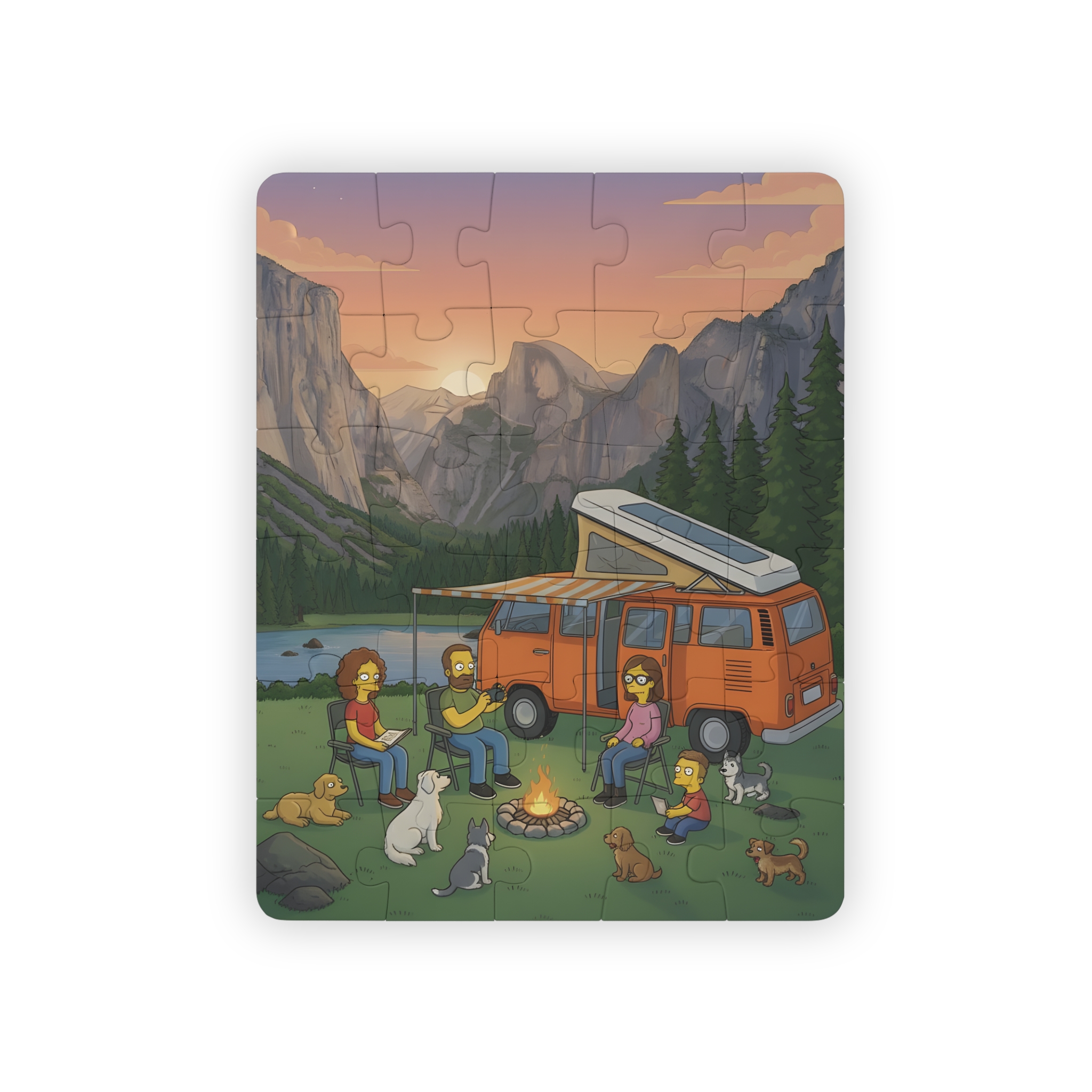 Kids' 30‑Piece Camping Puzzle — Family Van Campfire Scene for Children