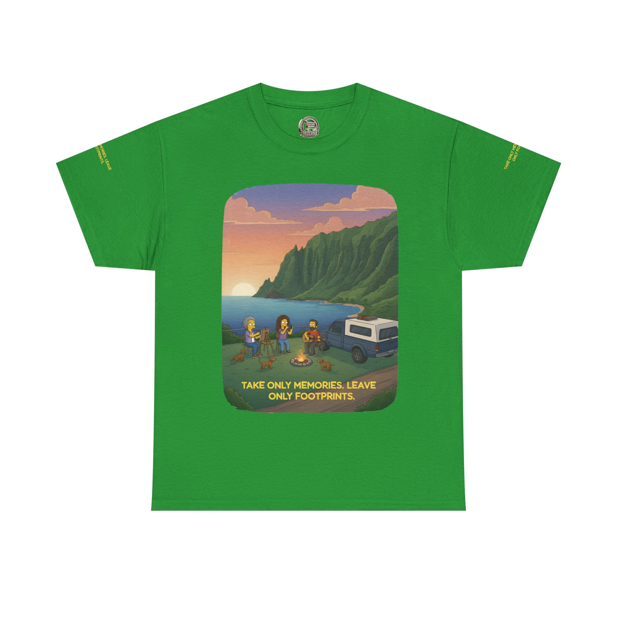 Unisex Heavy Cotton Tee — "Take Only Memories-Leave Only Footprints" Design Sitcom-Line