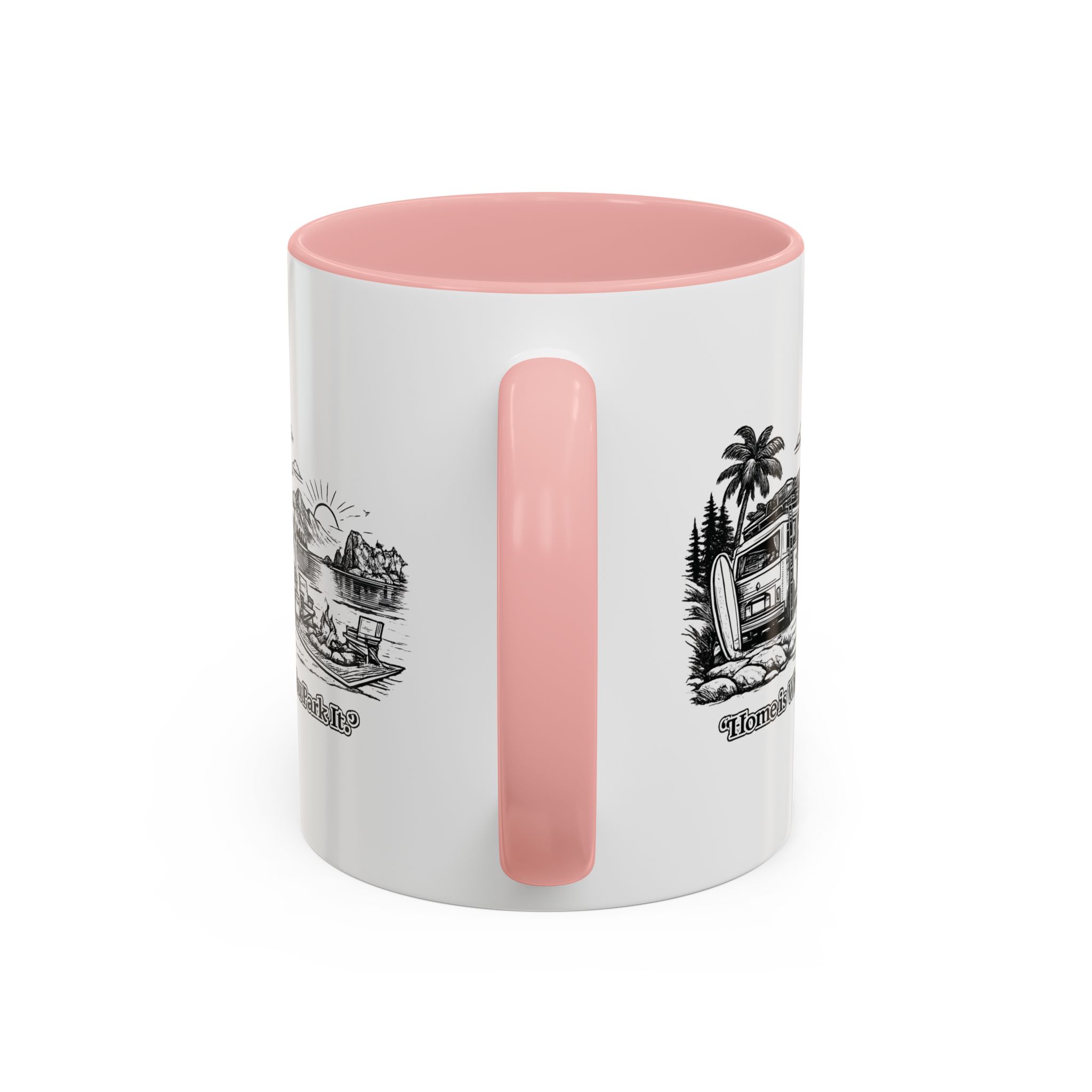 Accent Coffee Mug (11, 15oz) — "Home Is Where You Park It" Design Minimal-Line