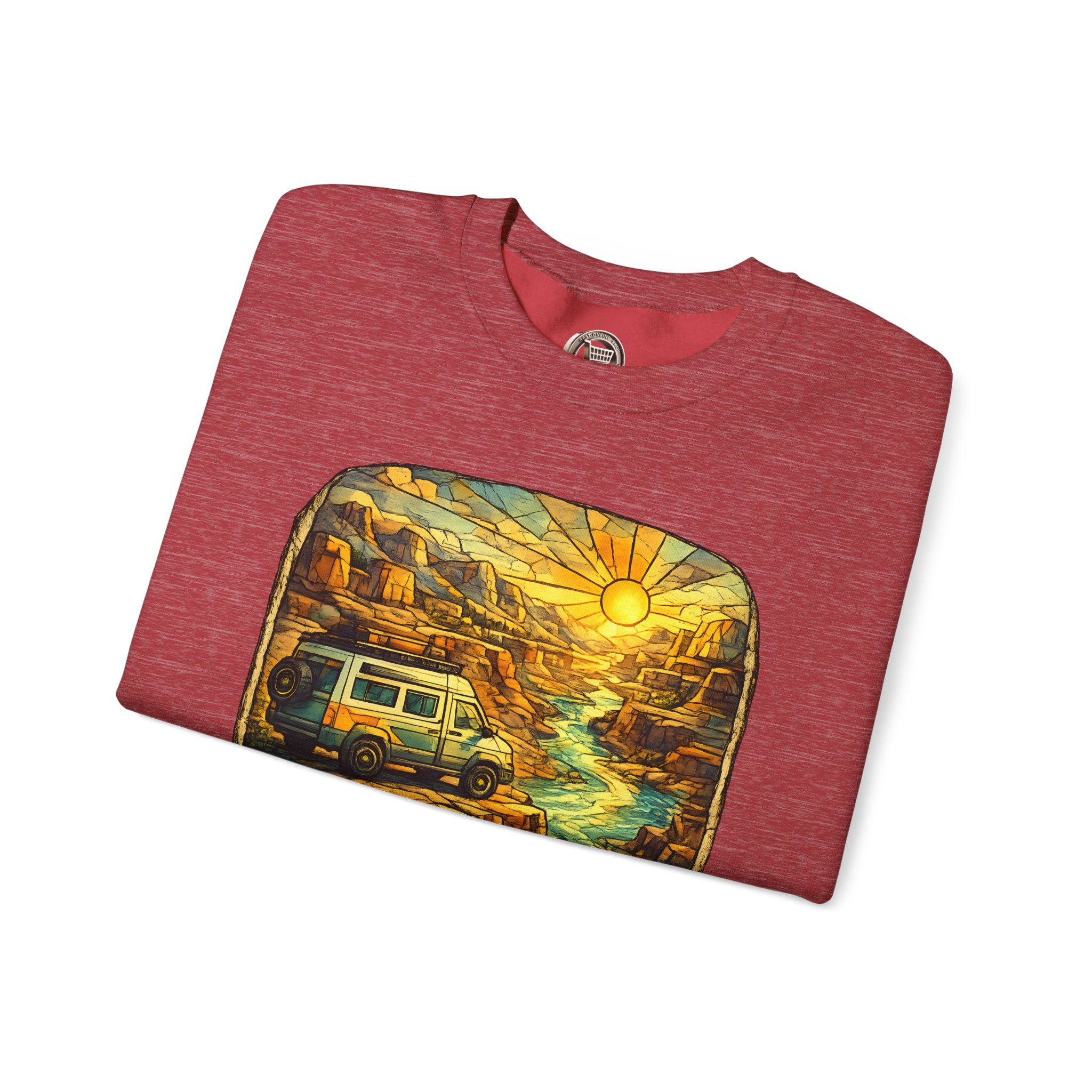 Unisex Heavy Blend™ Crewneck Sweatshirt — "Chase The Sunset" Design Cubic-Line