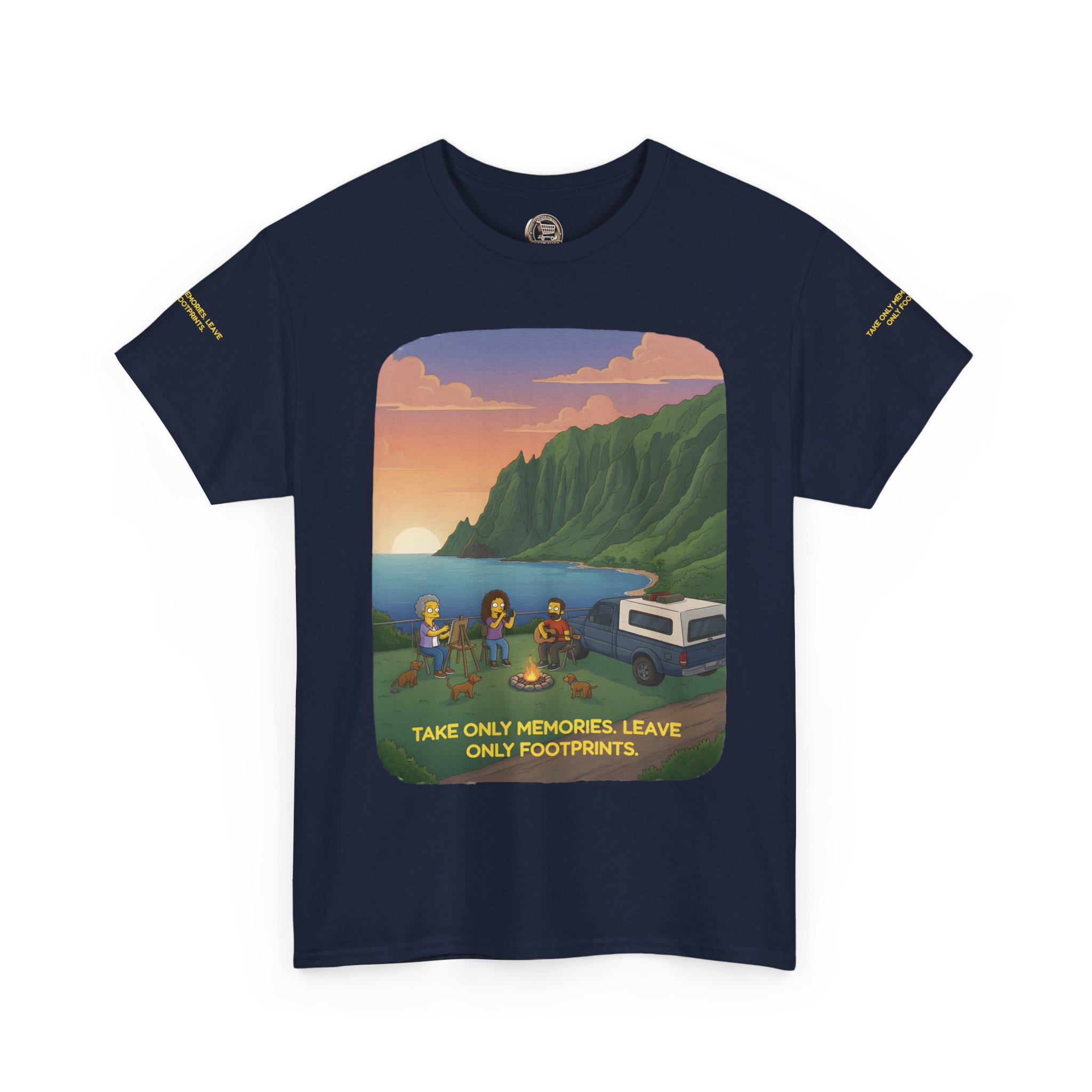 Unisex Heavy Cotton Tee — "Take Only Memories-Leave Only Footprints" Design Sitcom-Line