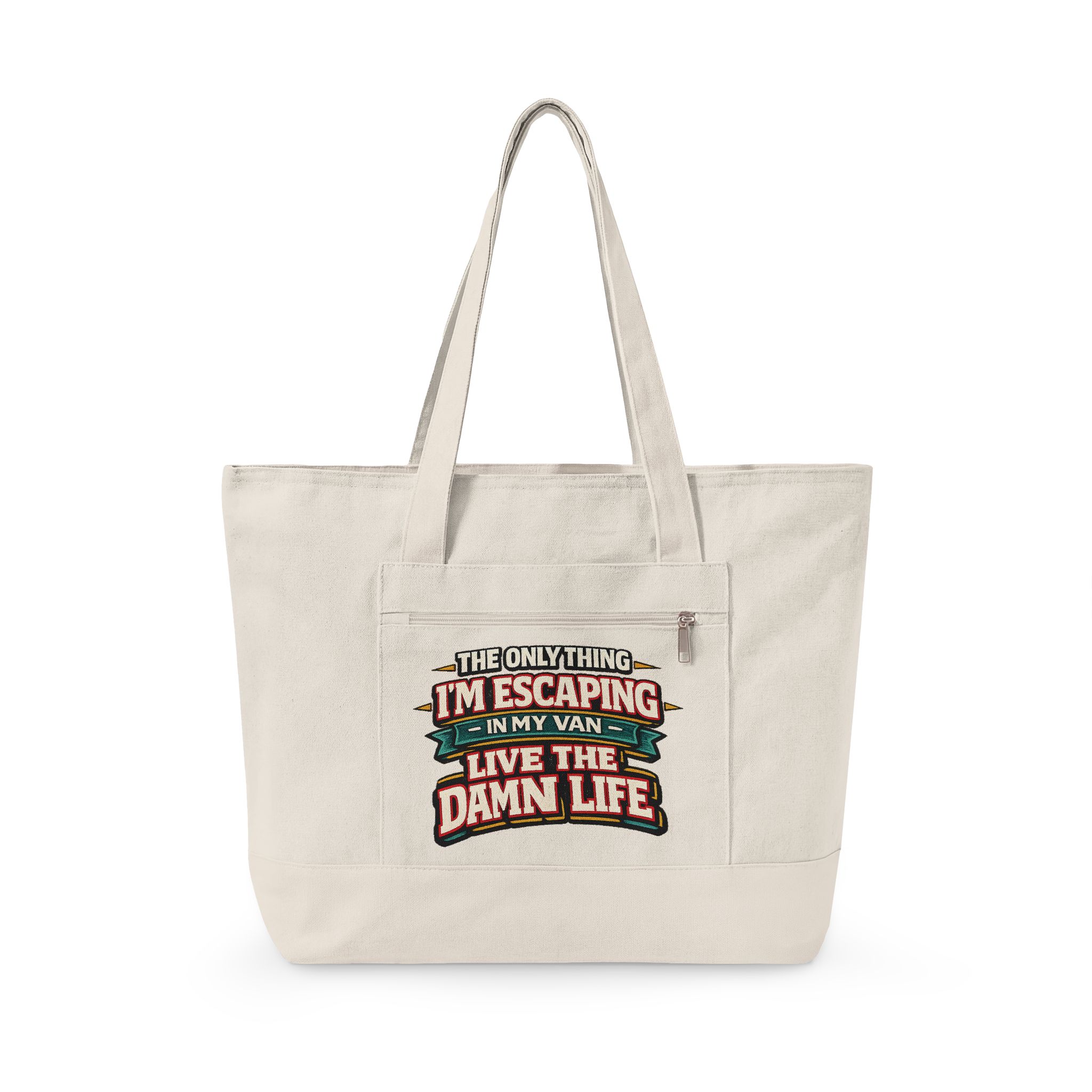Zippered Canvas Tote — "The Only Thing Im Escaping" (Design F**K-Line)