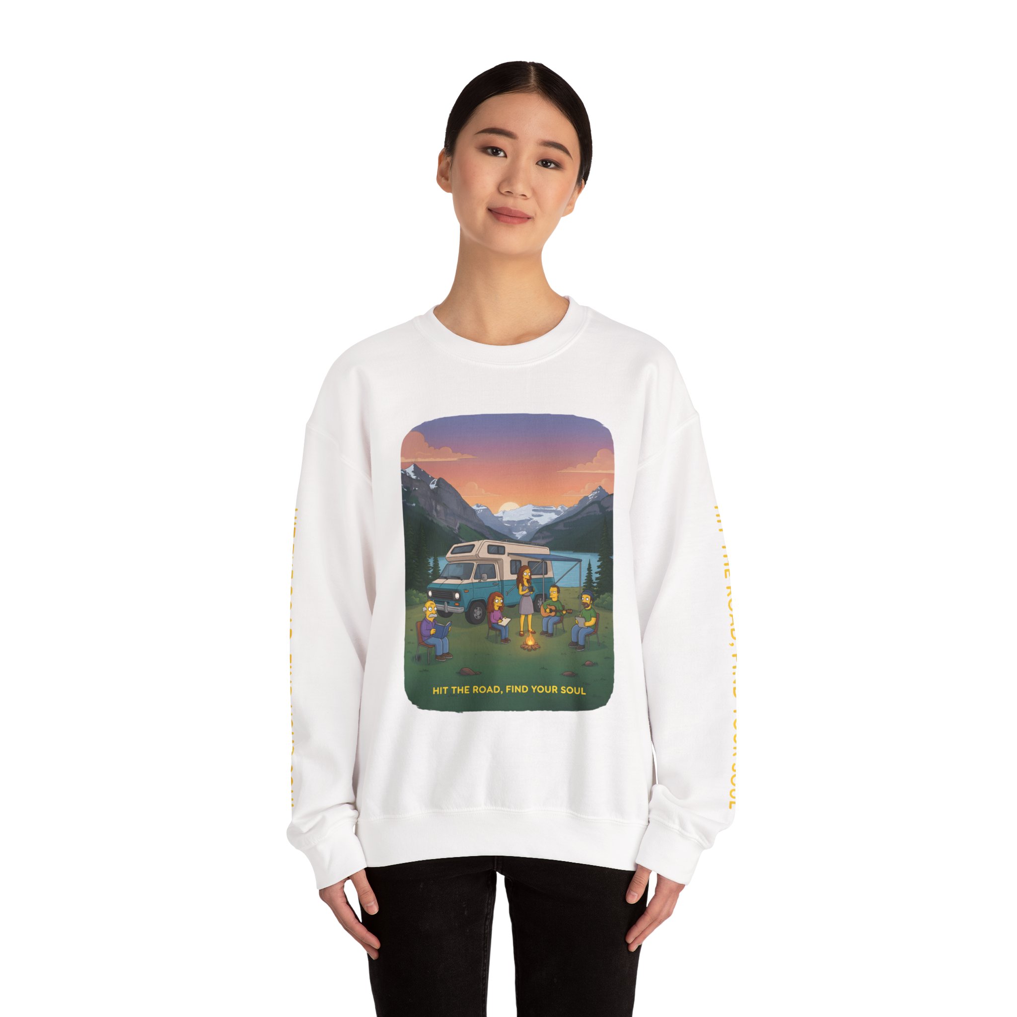 Unisex Heavy Blend™ Crewneck Sweatshirt — "Hit The Road-Find Your Soul" Design Sitcom-Line