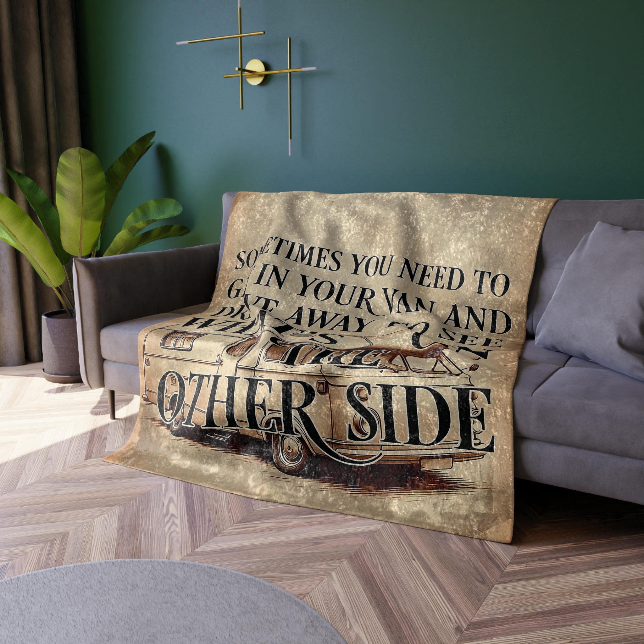 Crushed Velvet Blanket – "Sometimes You Need to Get in Your Van and Drive Away" Cozy Throw