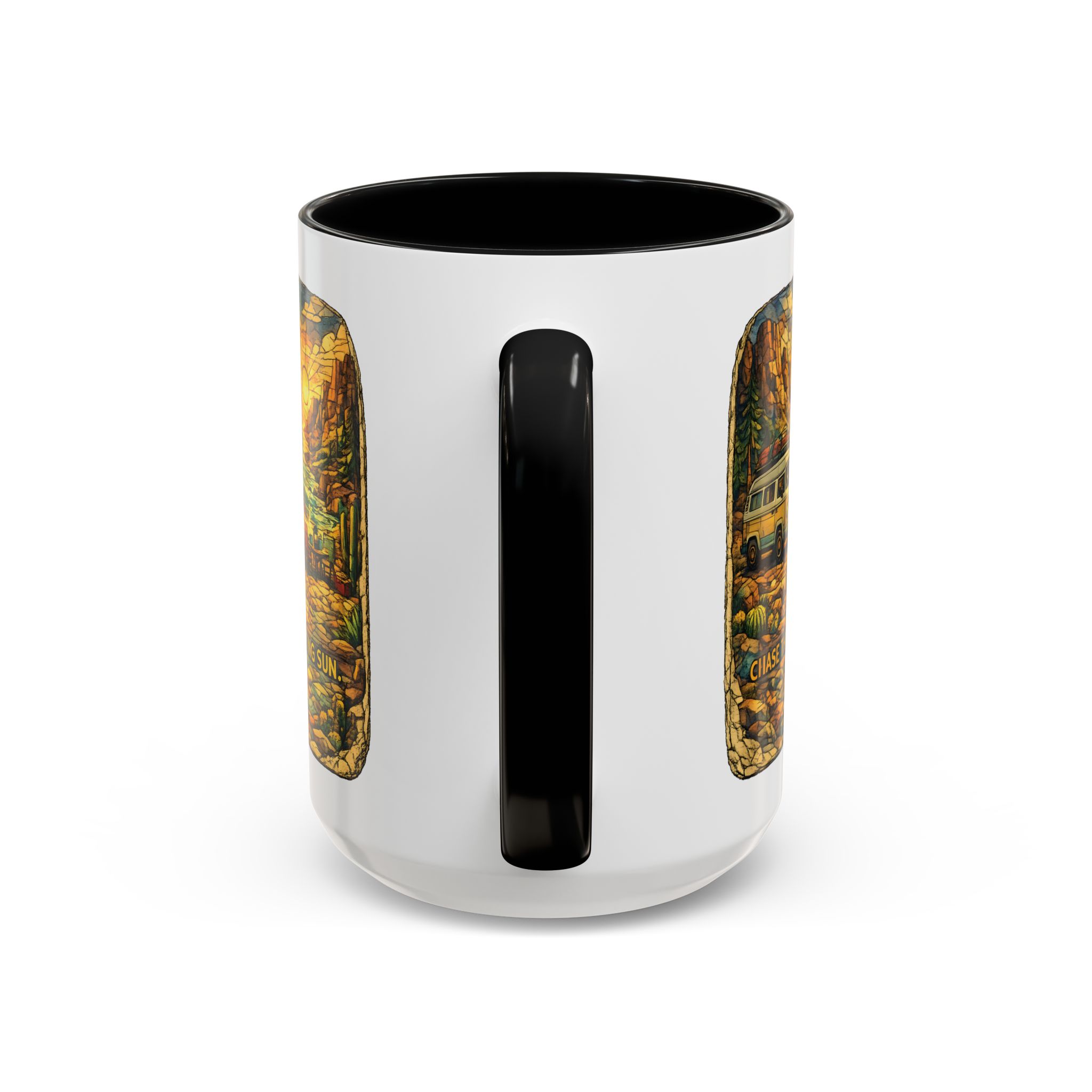7803771869366375097_2048.jpeg Accent Coffee Mug (11, 15oz) — "Chase The Settings Sun" Design Cubic-Line