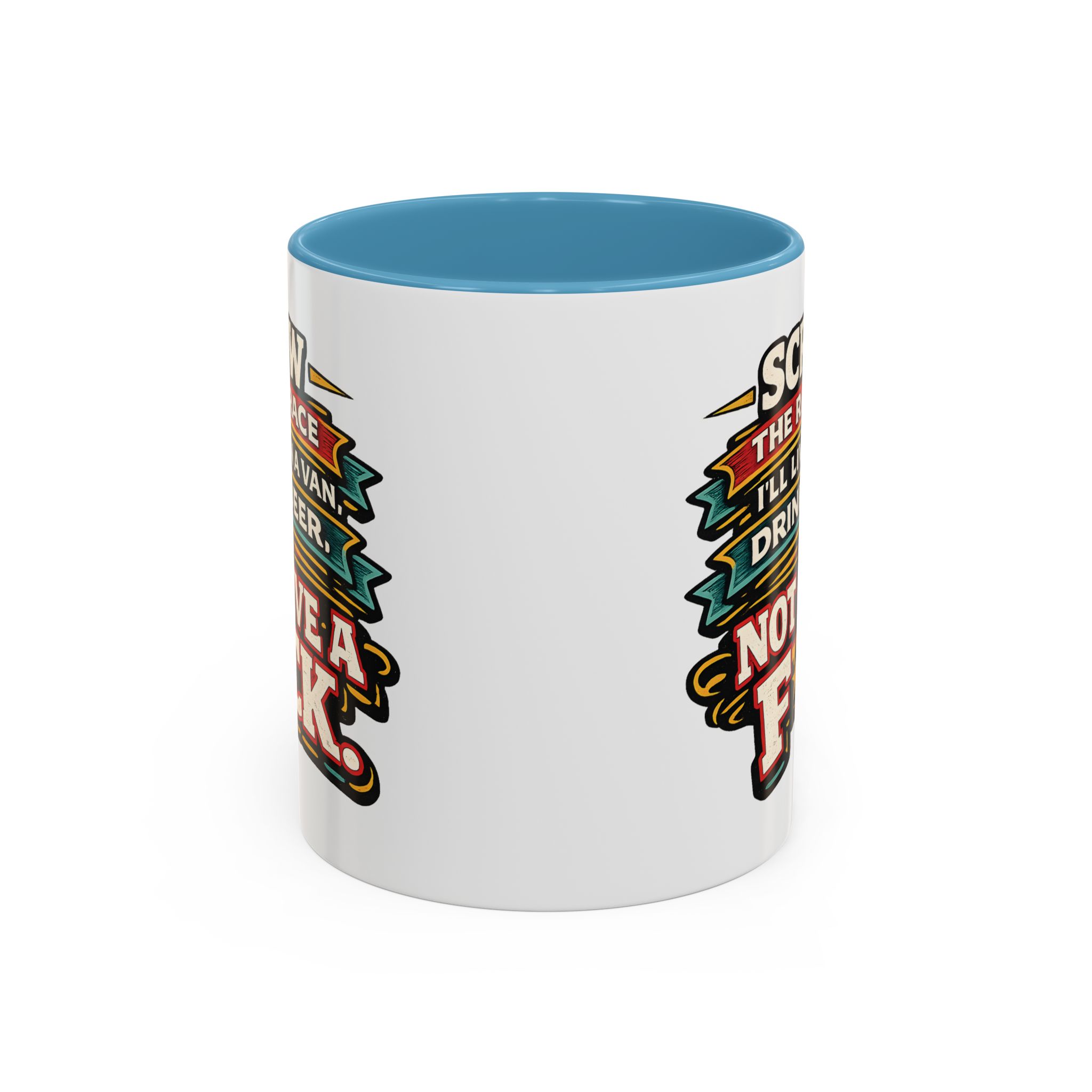 Accent Coffee Mug (11, 15oz) — "Screw The Rat Race" Design F**K-Line