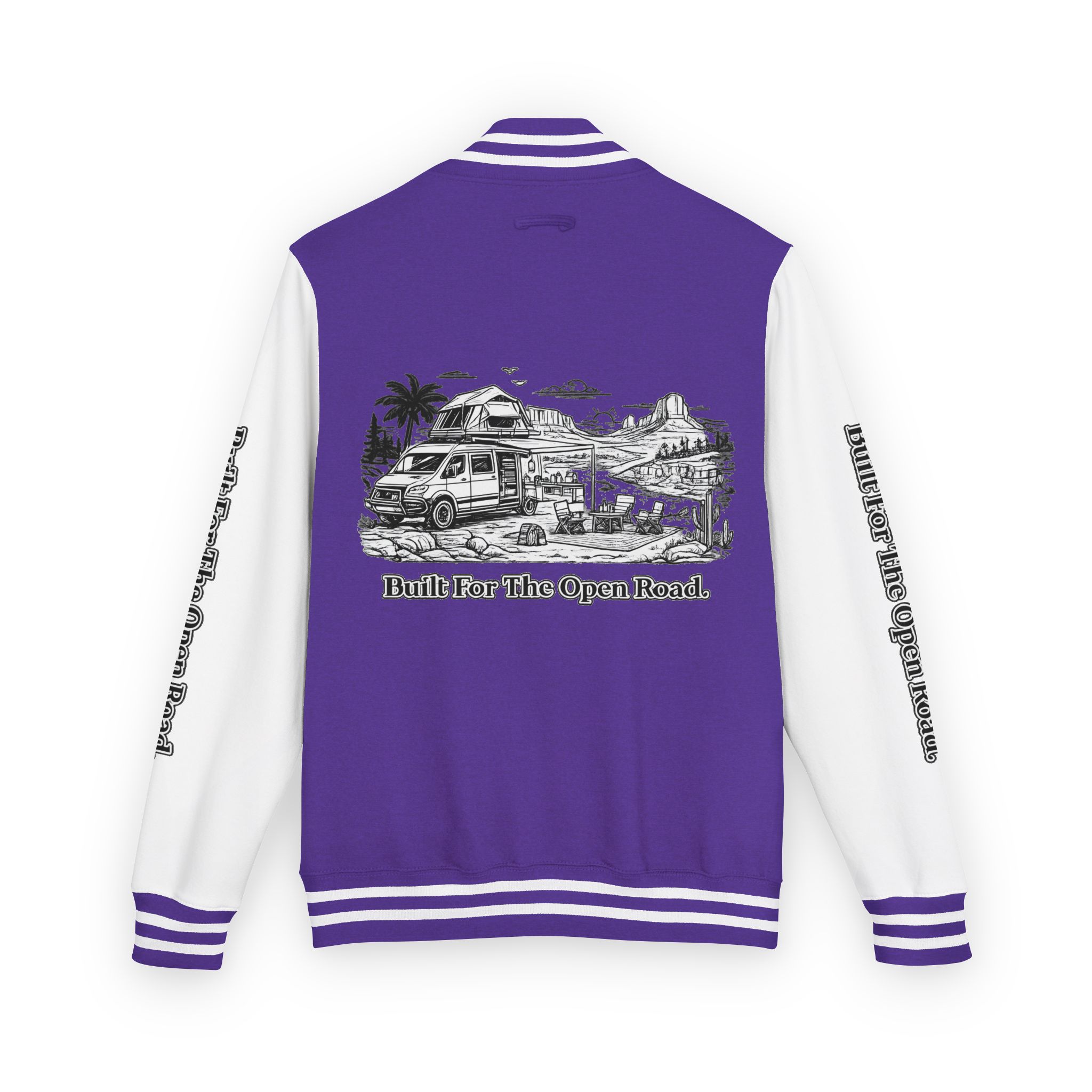 Unisex Heavyweight Letterman Jacket — "Built For The Open Road" Travel Varsity Coat