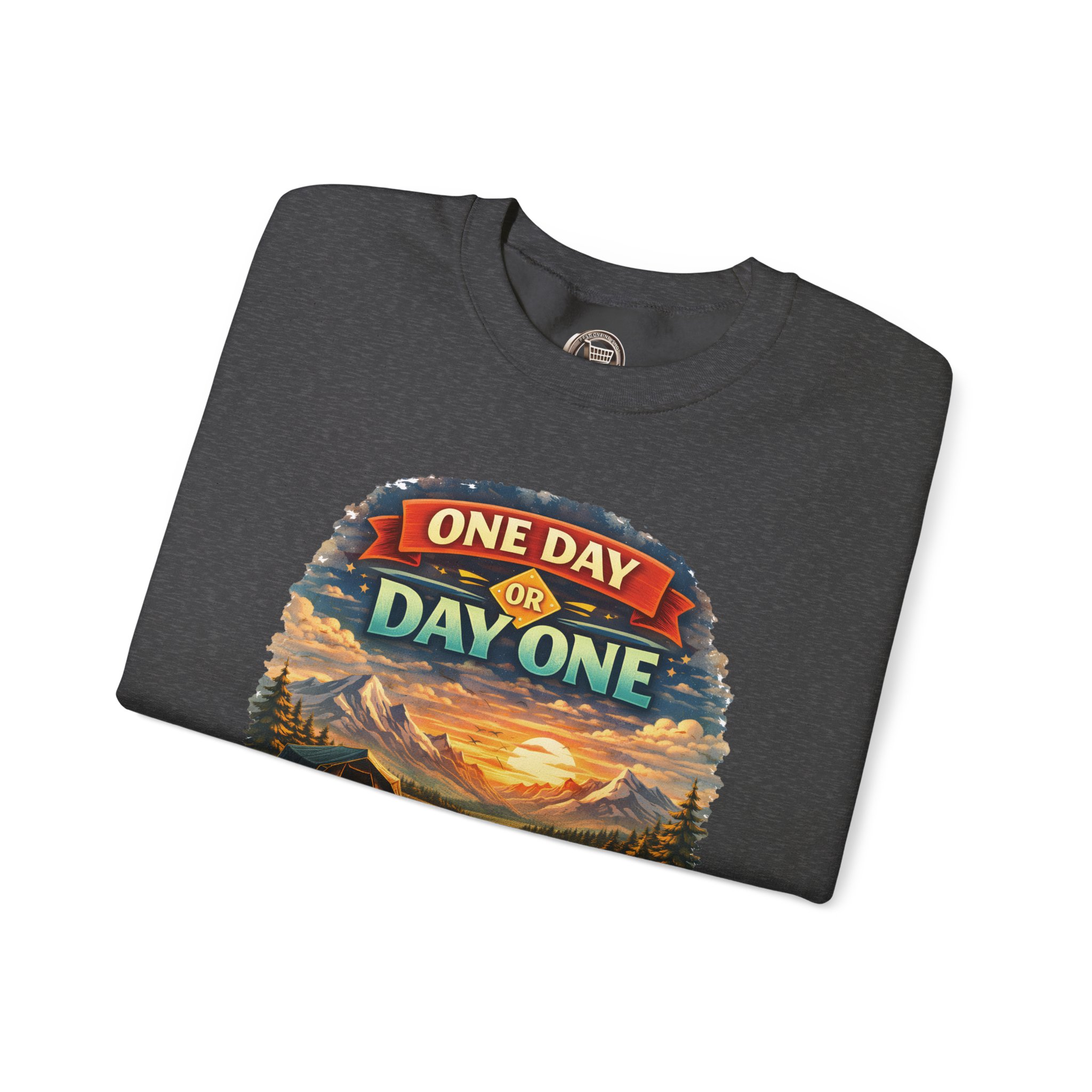 Unisex Heavy Blend™ Crewneck Sweatshirt — "One Day Or Day One" Design Scenic-Line