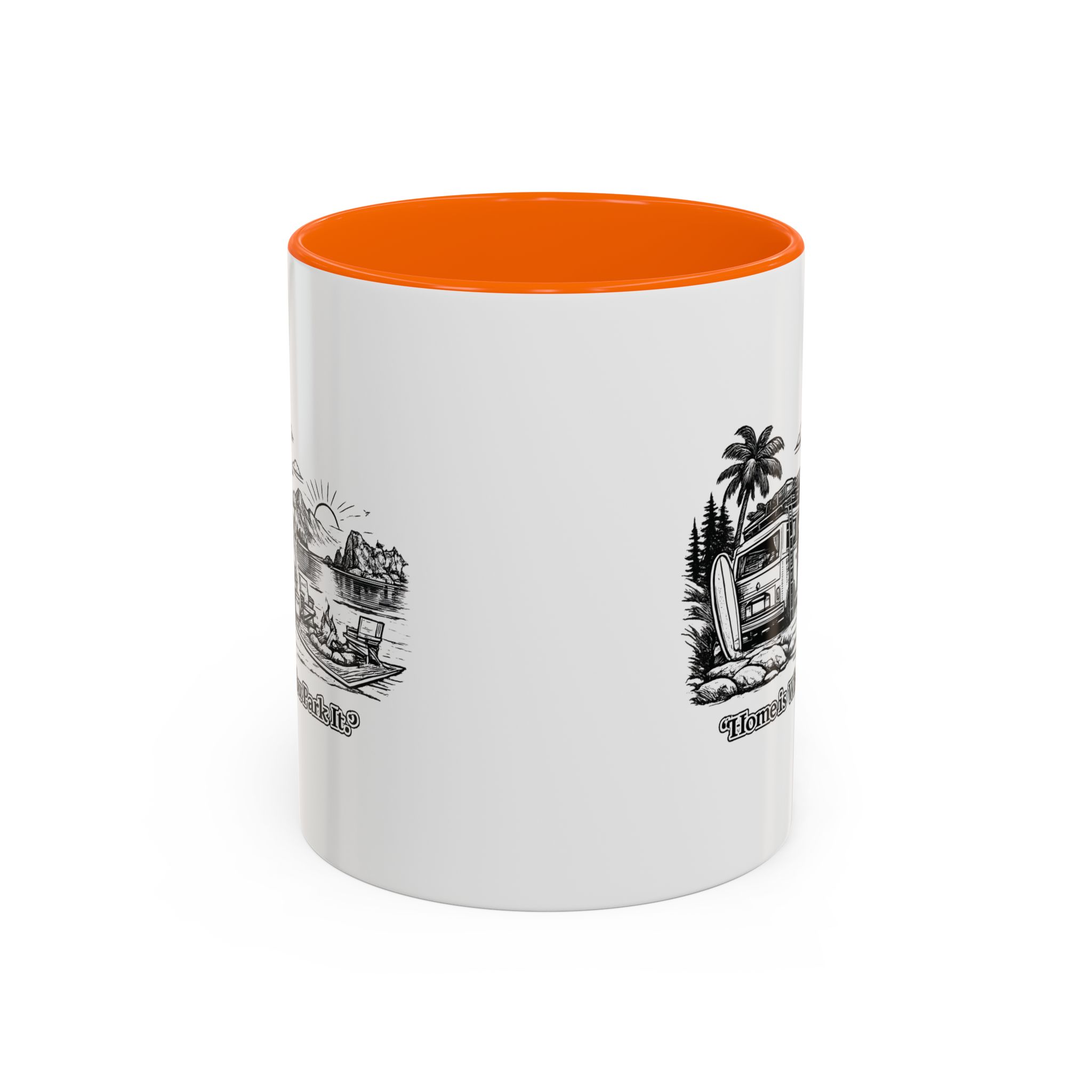 Accent Coffee Mug (11, 15oz) — "Home Is Where You Park It" Design Minimal-Line