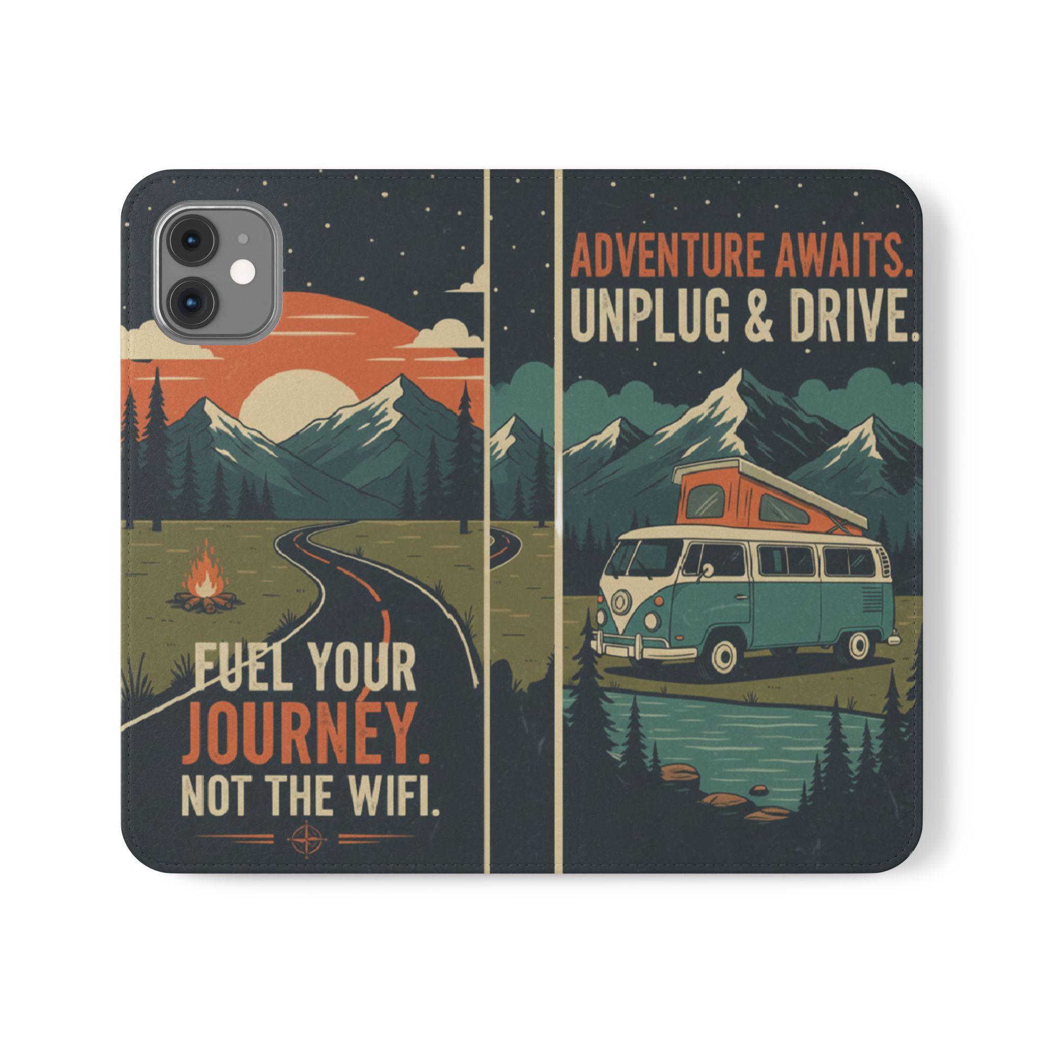 Flip Phone Case — "Fuel Your Journey, Not the Wifi" Wallet Cover