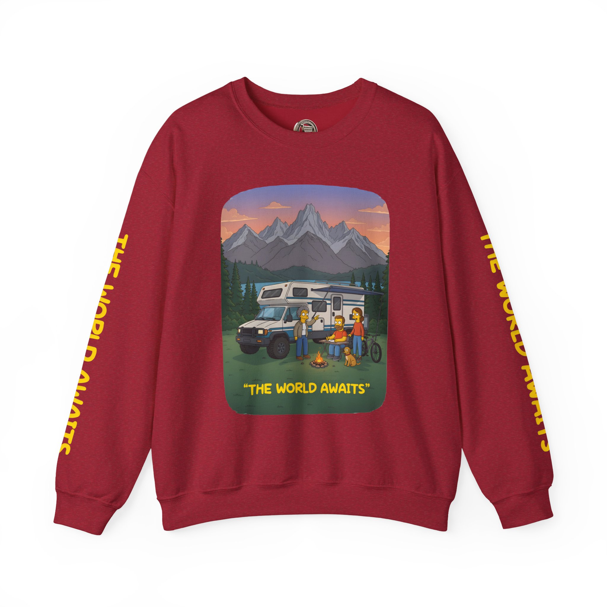 Unisex Heavy Blend™ Crewneck Sweatshirt — "The World Awaits" Design Sitcom-Line