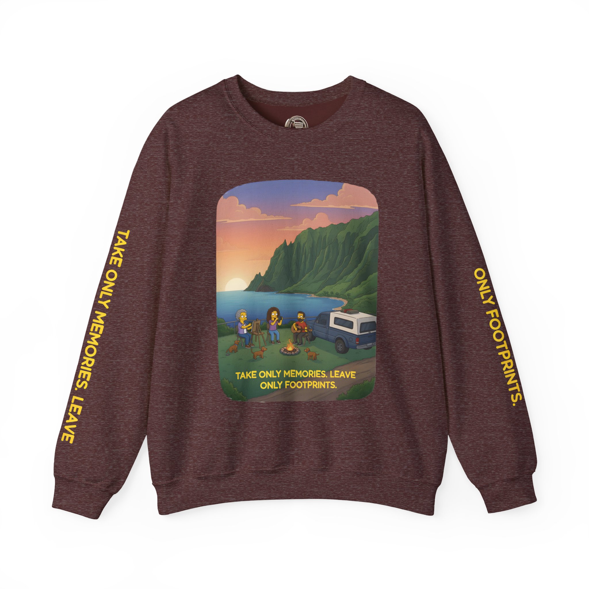 Unisex Heavy Blend™ Crewneck Sweatshirt — "Take Only Memories-Leave Only Footprints" Design Sitcom-Line
