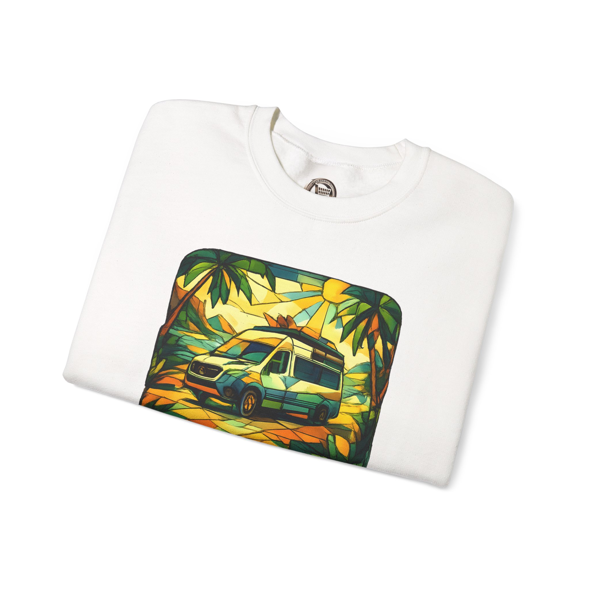Unisex Heavy Blend™ Crewneck Sweatshirt — "Exploration In Every Angle" Design Cubic-Line