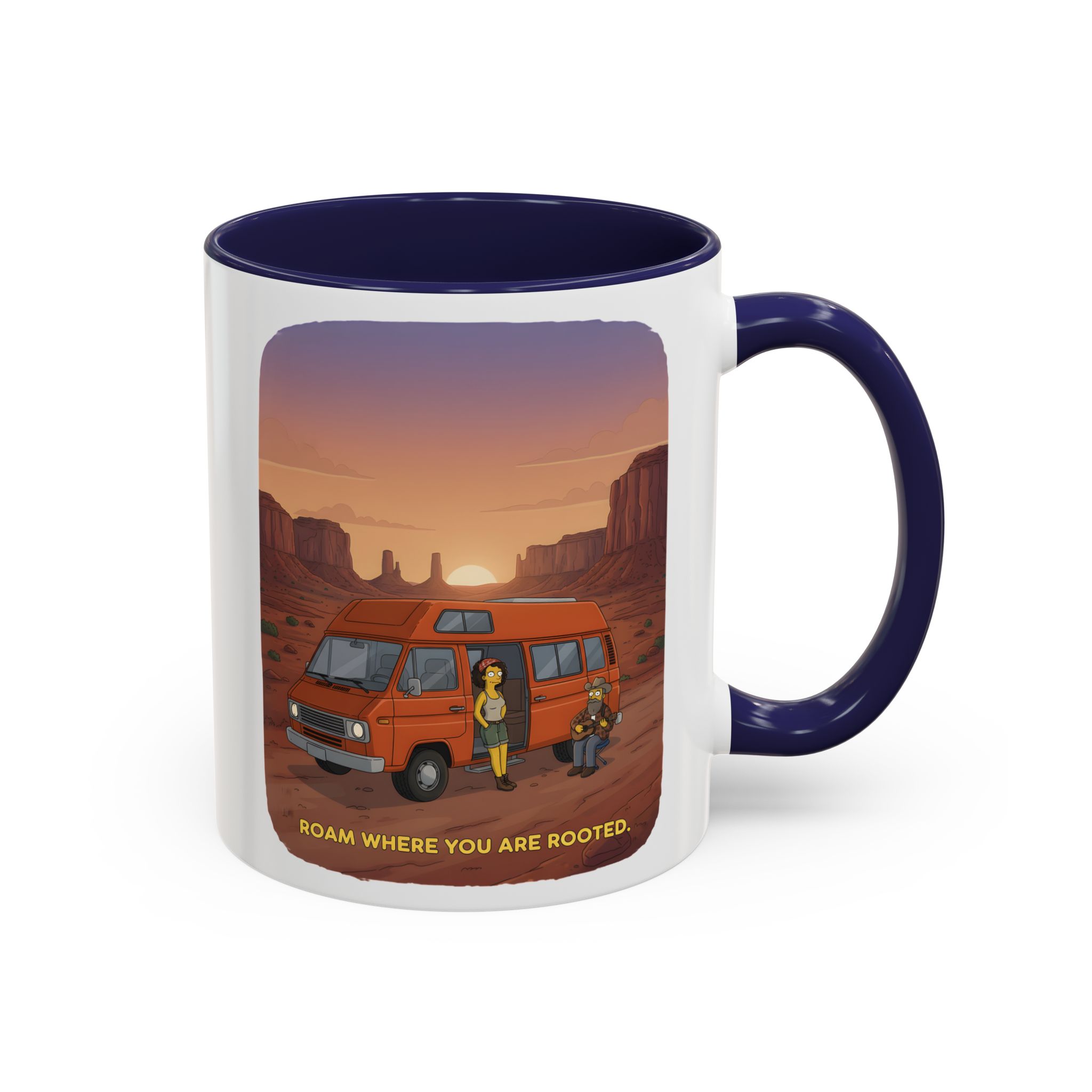 Accent Coffee Mug (11, 15oz) — "Roam Where You Are Rooted" Design Sitcom-Line