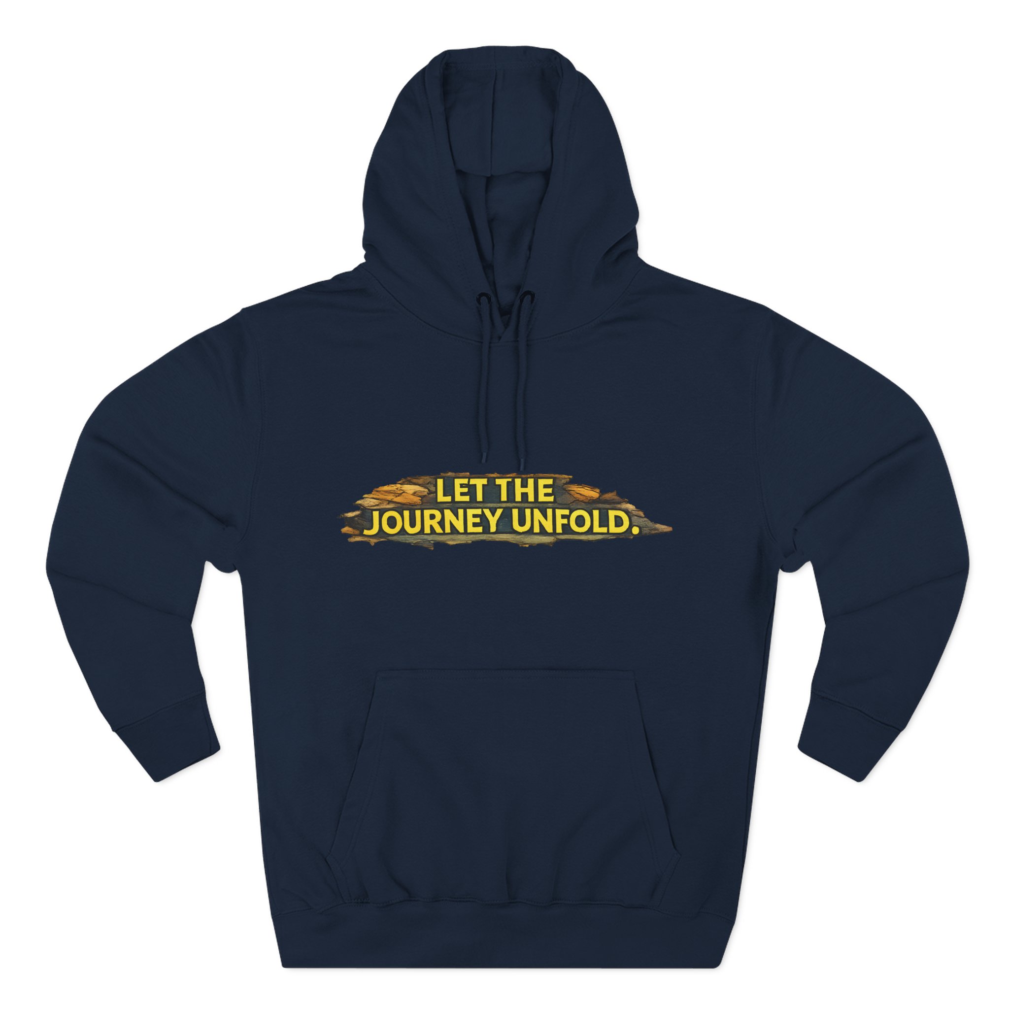 Three-Panel Fleece Hoodie - "Let The Journey Unfold" Design Cubic-Line