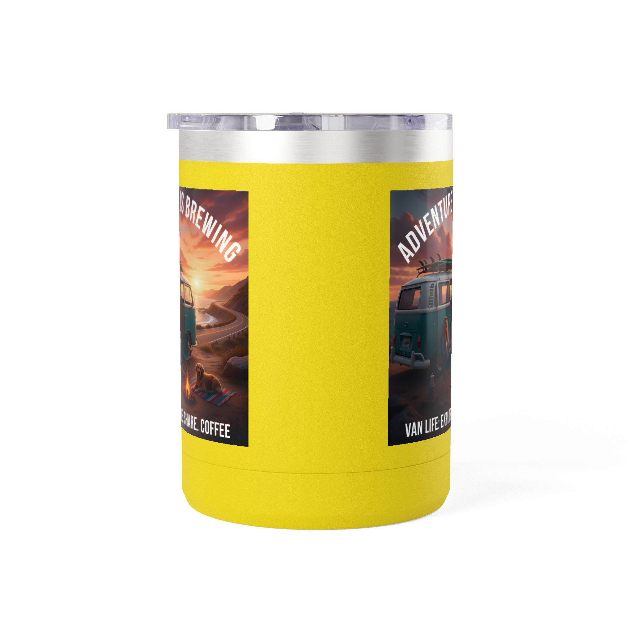 Coffee Mug Tumbler, 15oz-- "Adventure Is Brewing"