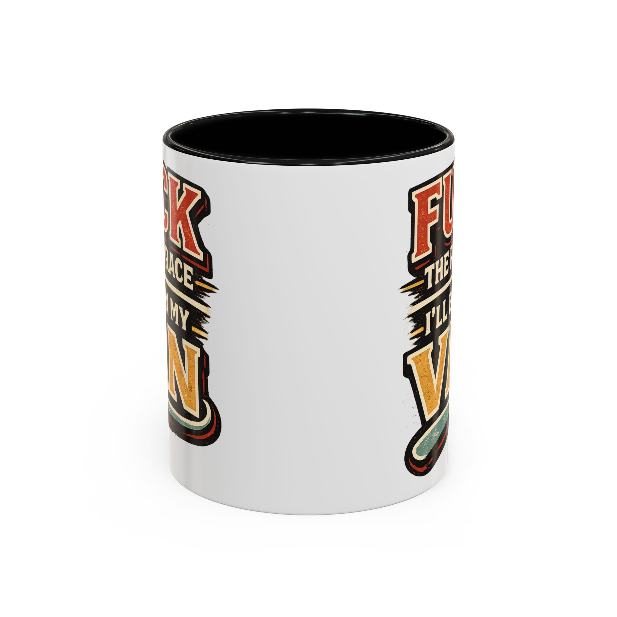 Accent Coffee Mug (11, 15oz) — "Fuck The Rat Race" Design F**K-Line